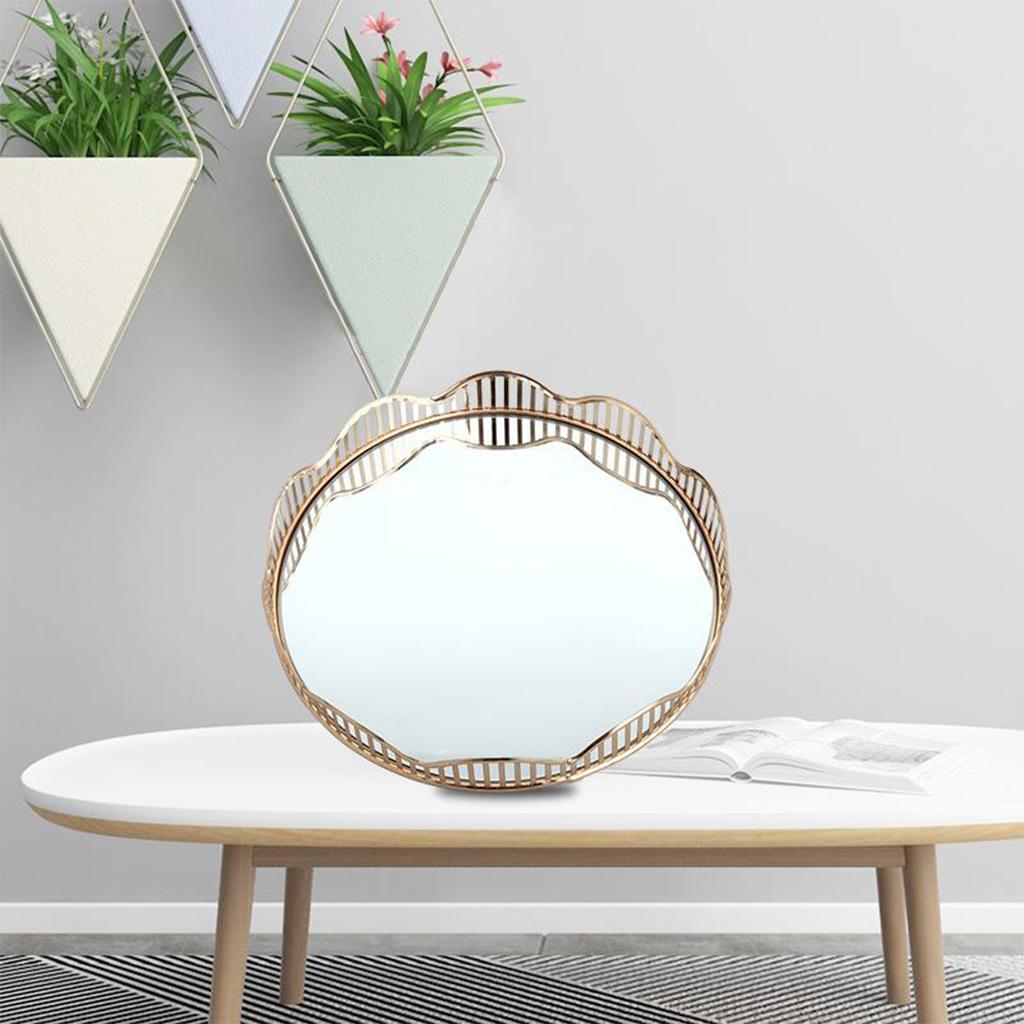 Mirrored Tray Perfume Plate Jewelry Box, Makeup Holder Bathroom Organizer L