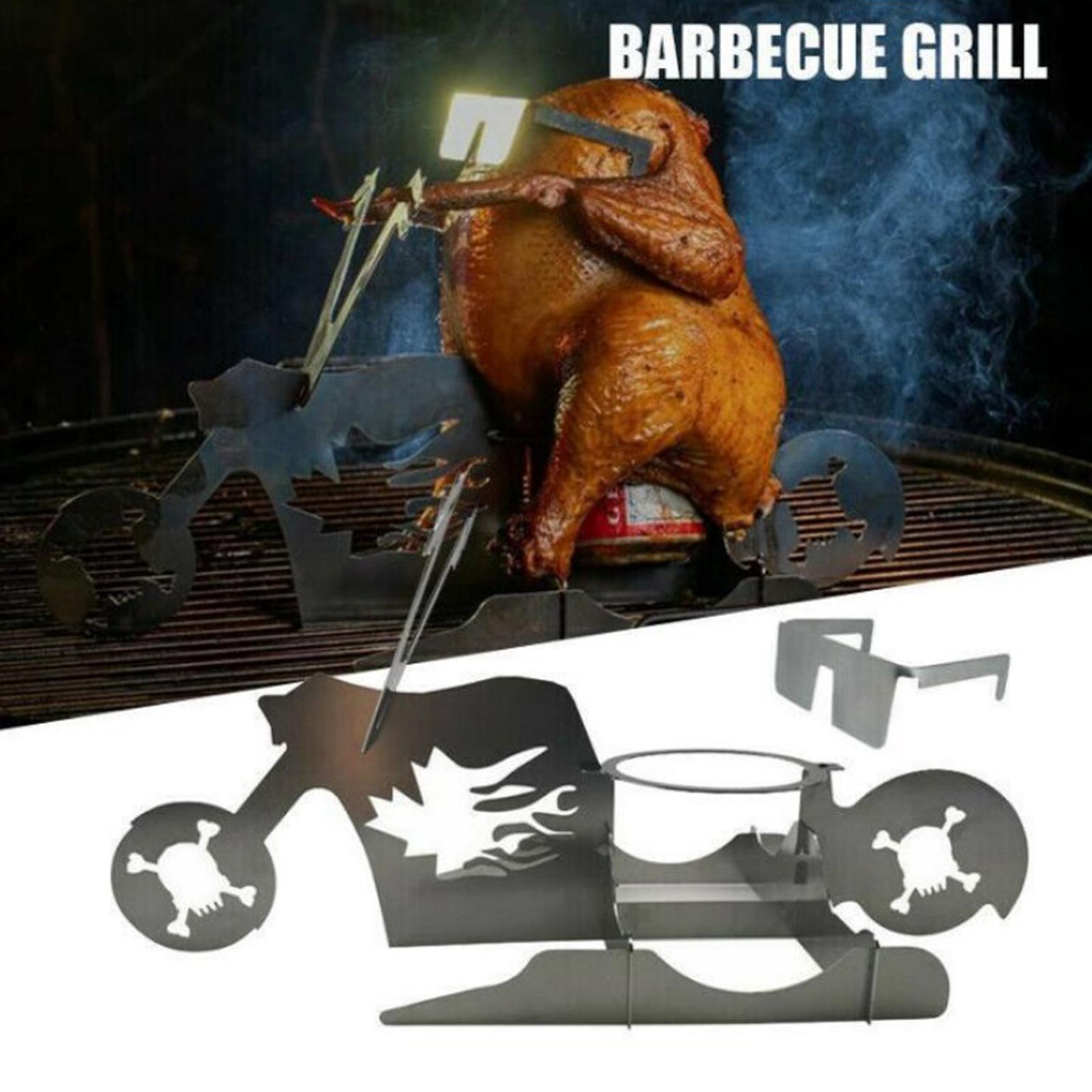 Portable Chicken Stand Beer American Motorcycle BBQ Stainless Steel Rack