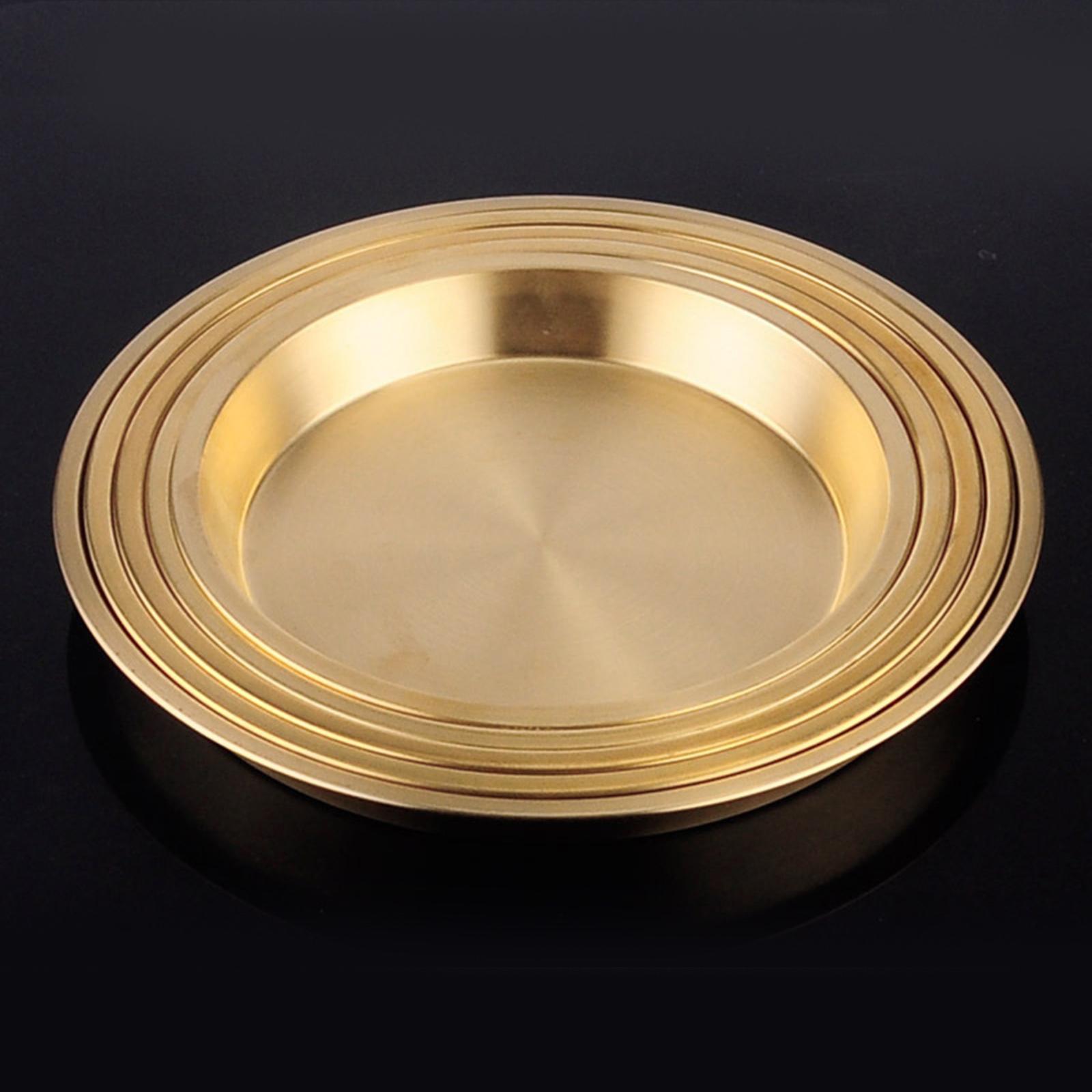 Nordic Style Brass Tray Dinnerware Decorative Steak Tray for Home Kitchen 240x30mm