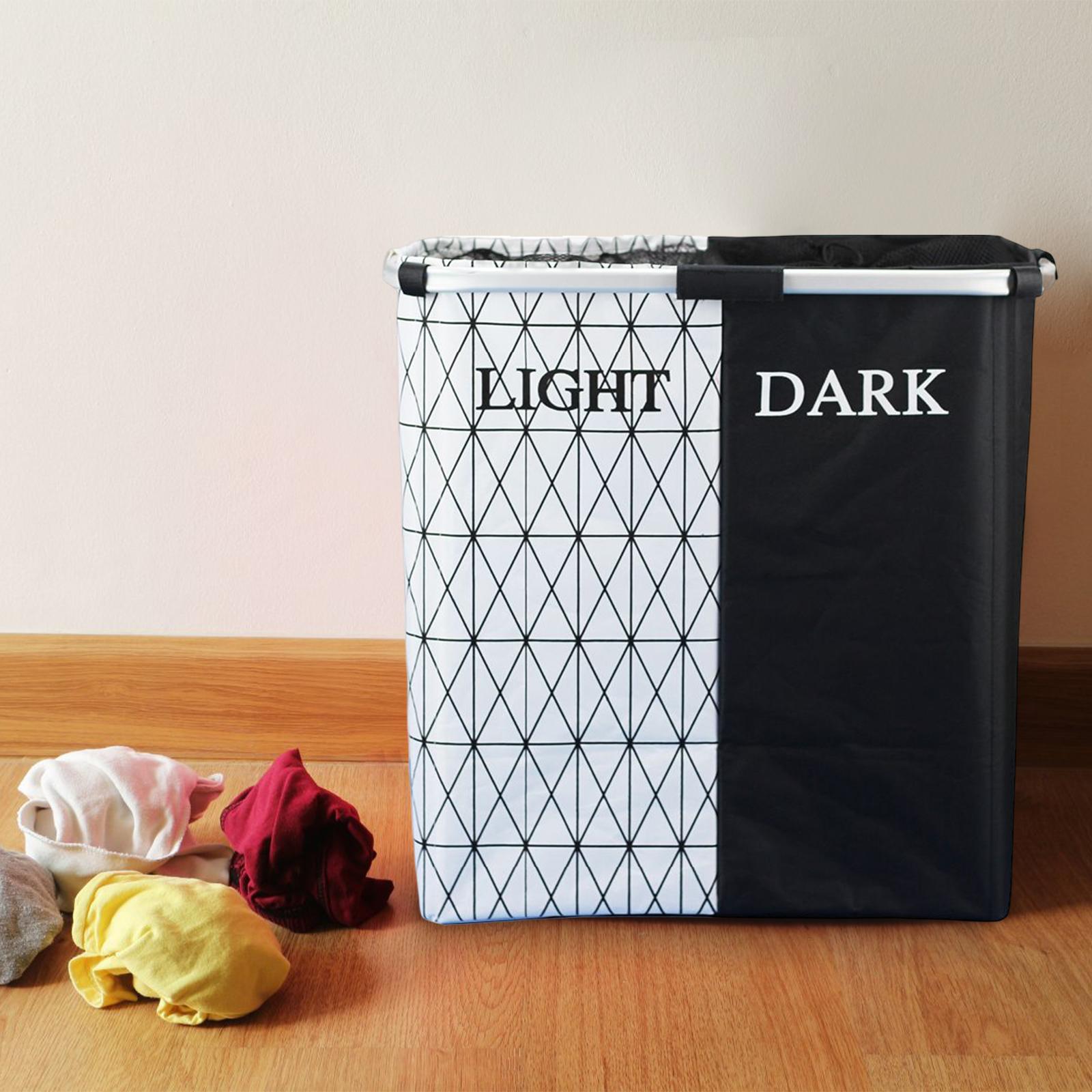 Foldable Laundry Basket Dirty Clothing Storage Bucket  Black  White