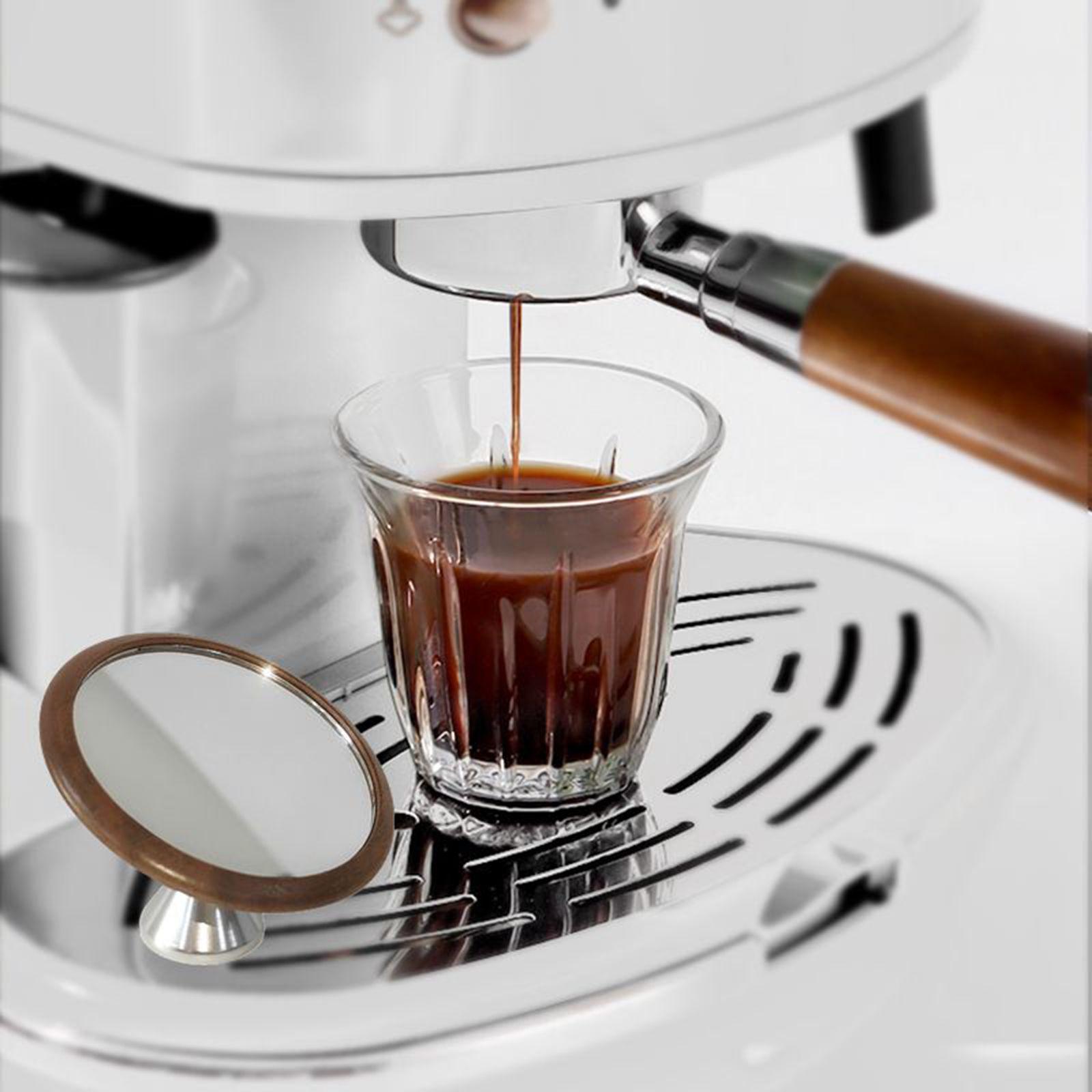 Adjustable Espresso Shot Mirror Wooden Base 7cm Walnut Silver