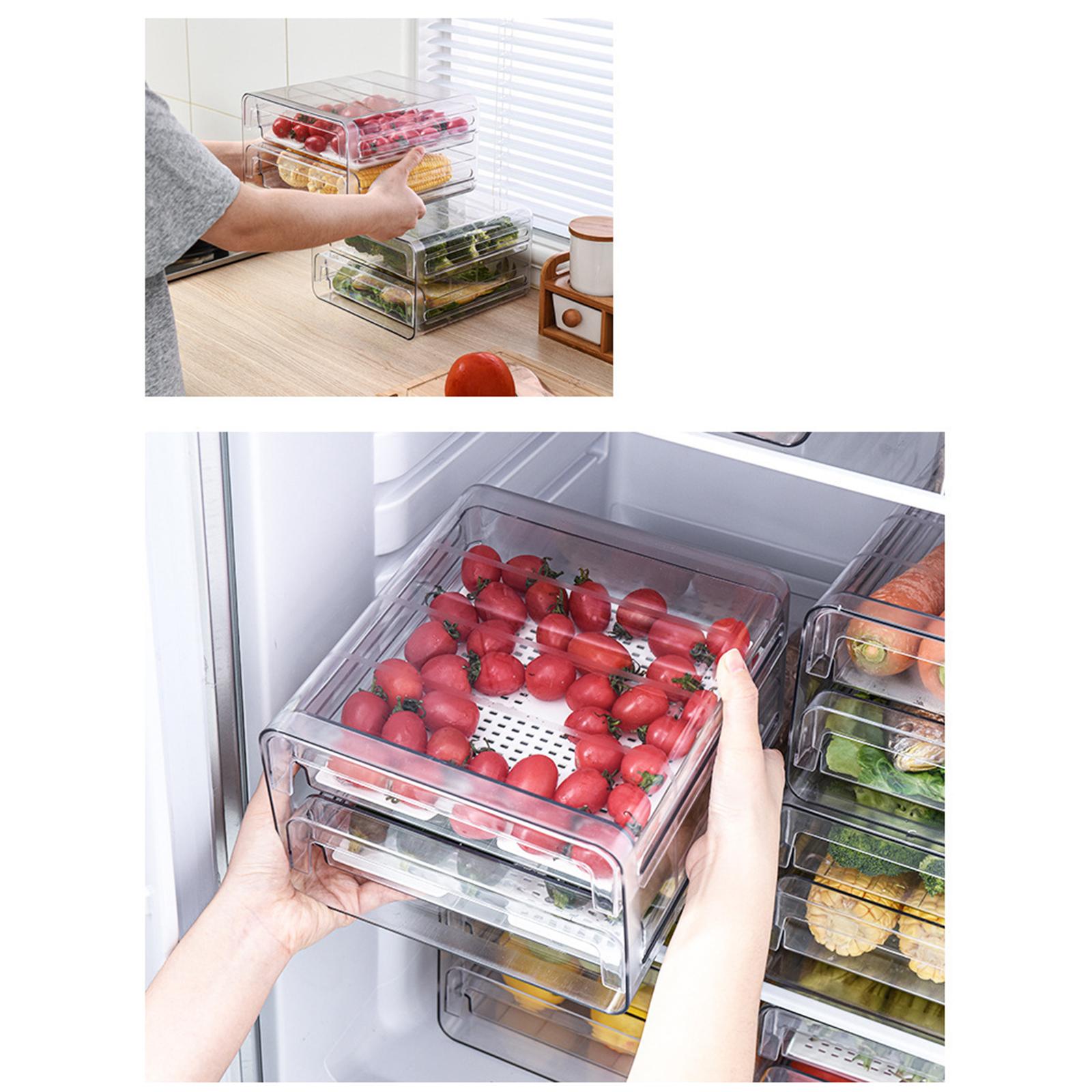 Household Fridge Drawer Organizer Storage Bins for Kitchen Refrigerator