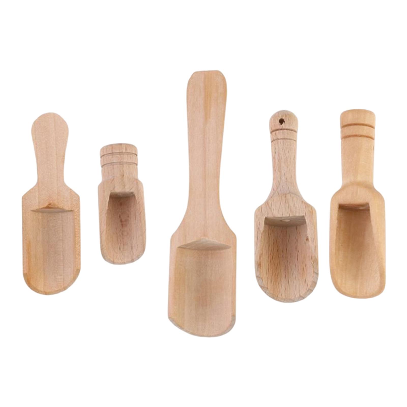 5 Pieces Household Wooden Scoop Condiment Spoon for Kitchen Sugar Cereal