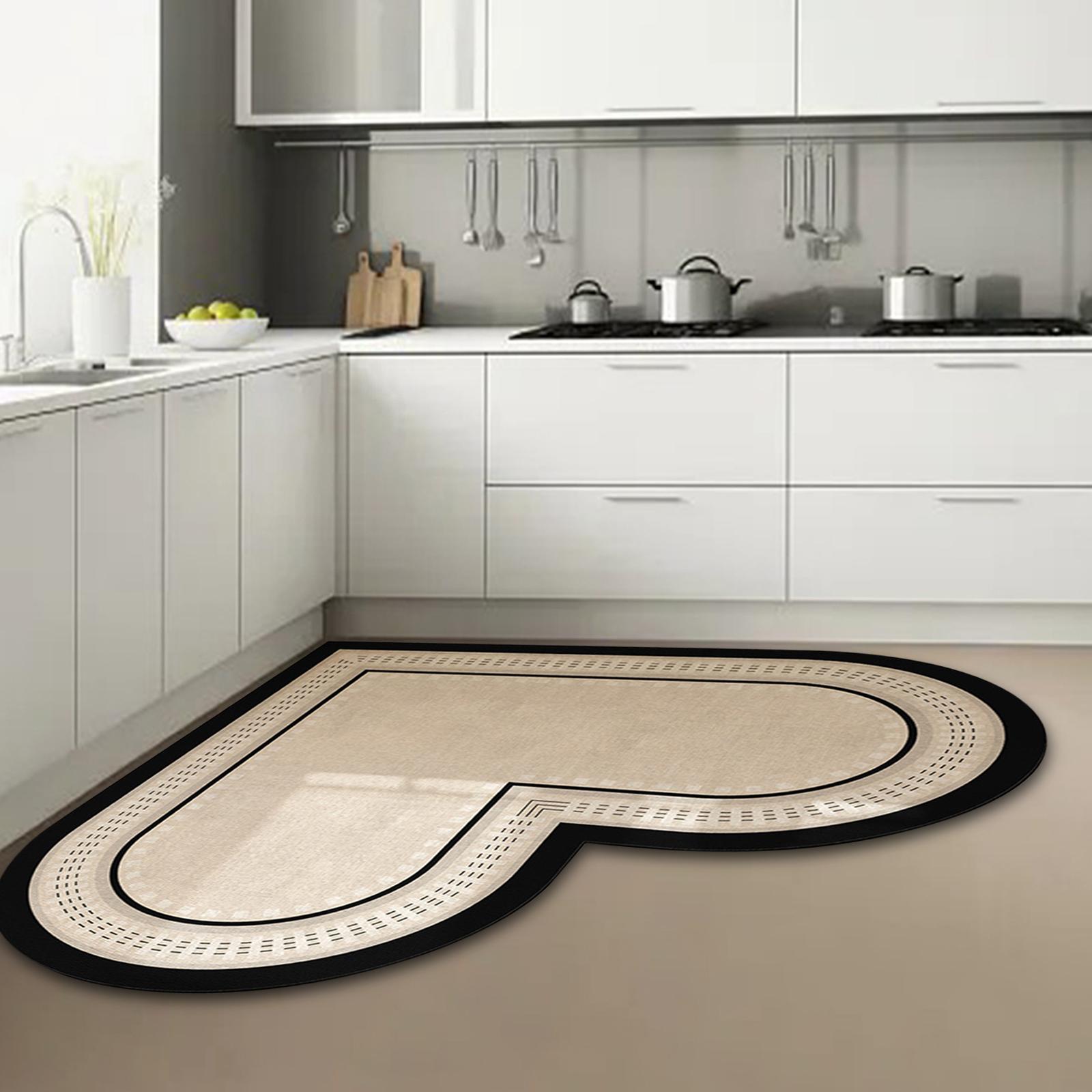 Heart Shaped Floor Mat Washable Absorbent Wear Resistant Kitchen Rug