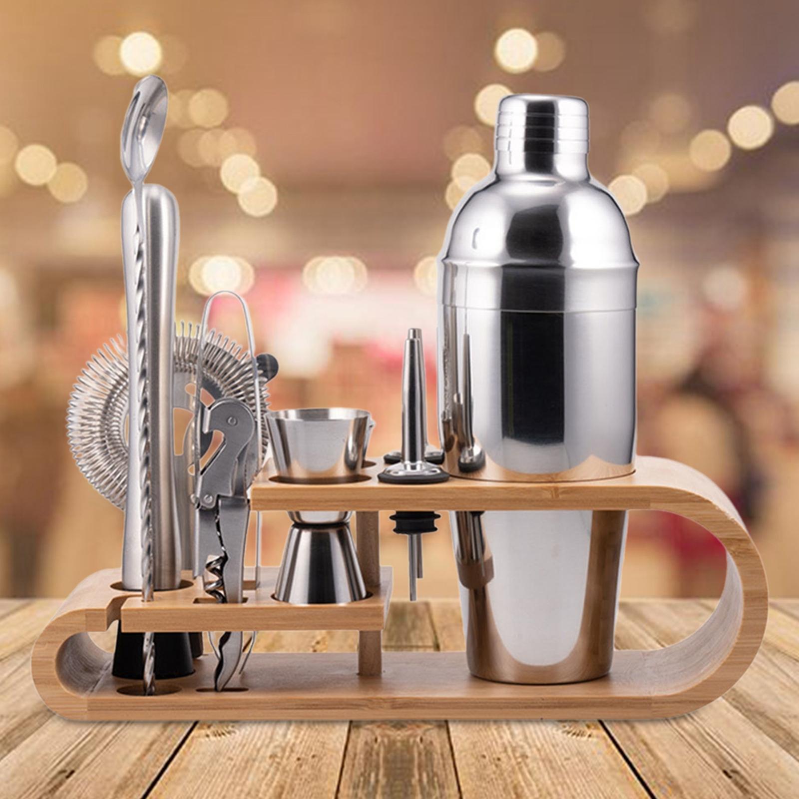 Cocktail Bartending Set Bamboo Stand Desktop Organizer for Wedding Party Bar