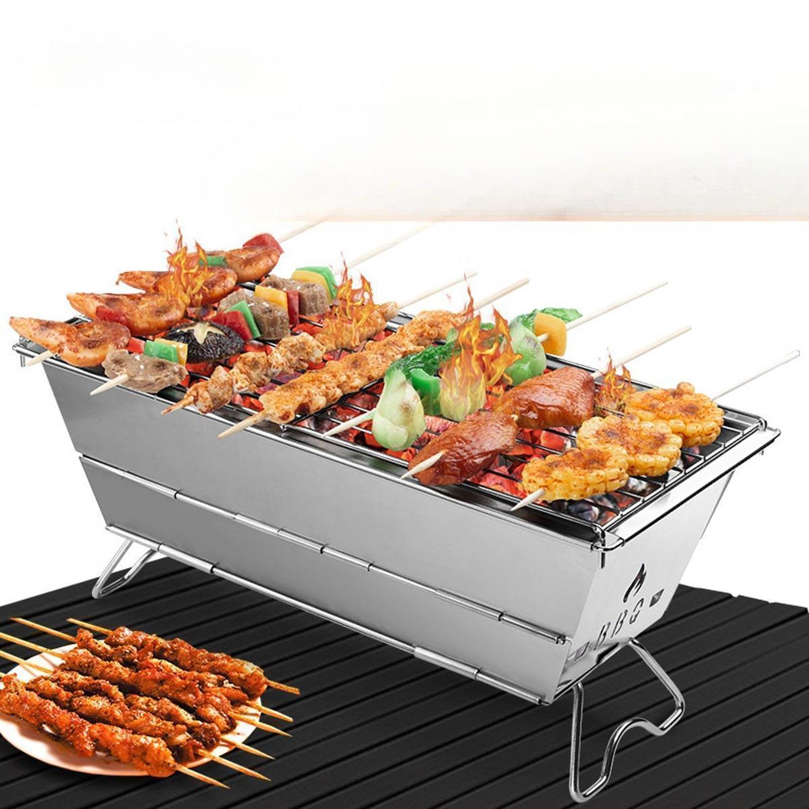 Charcoal Grill Stainless Steel Household Barbecue Grill for Garden Yard