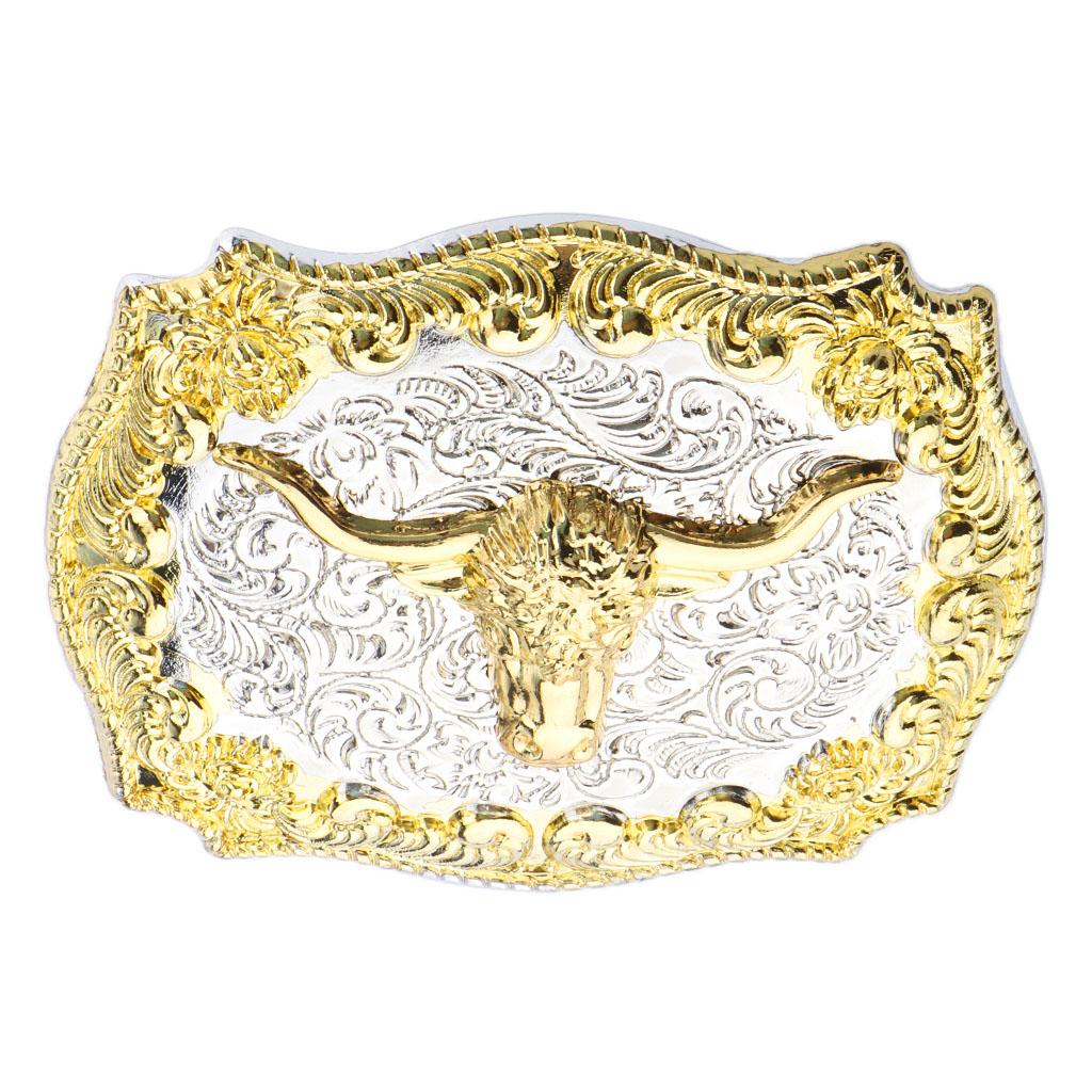Fashion American Western Cowboy Vintage Gold Bull Head Metal Belt Buckle Motorcycle Men Belt Accessory