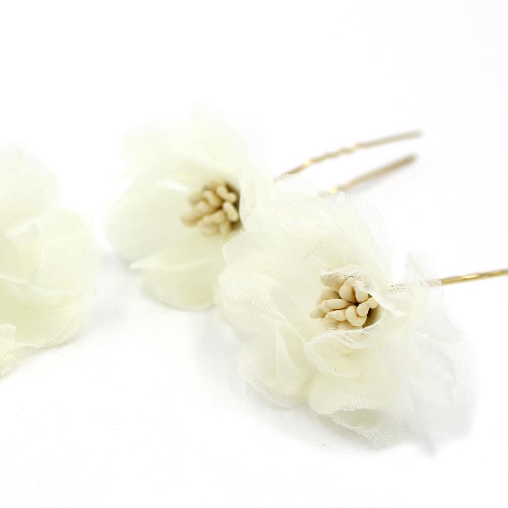 3Pcs/Set Bridal Flower Hairpin Hair Ornament Headwear Jewelry Ivory White