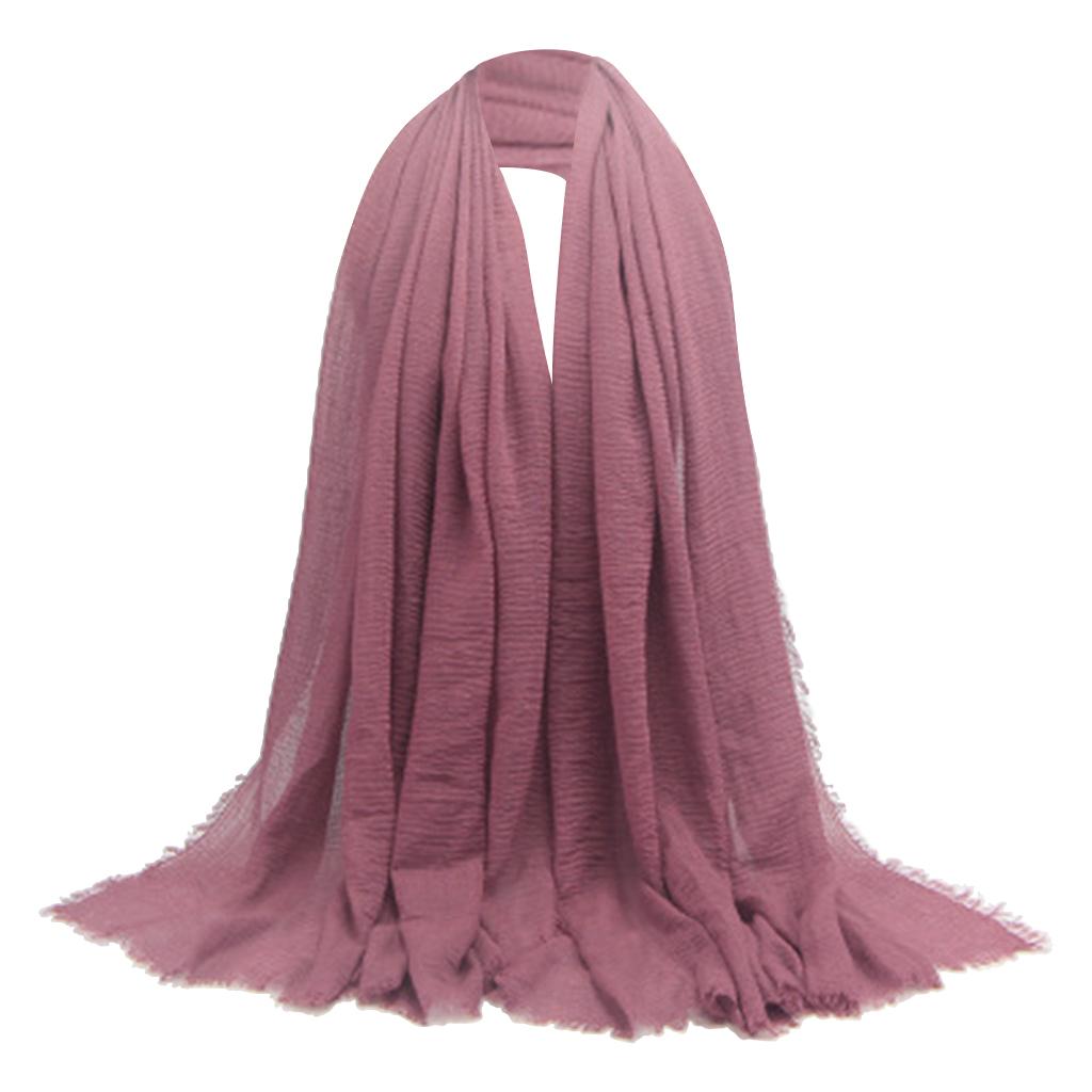 Women Wrinkle Scarf Crinkle Muslim Hijab Scarves Long Wrap Scarf Pink