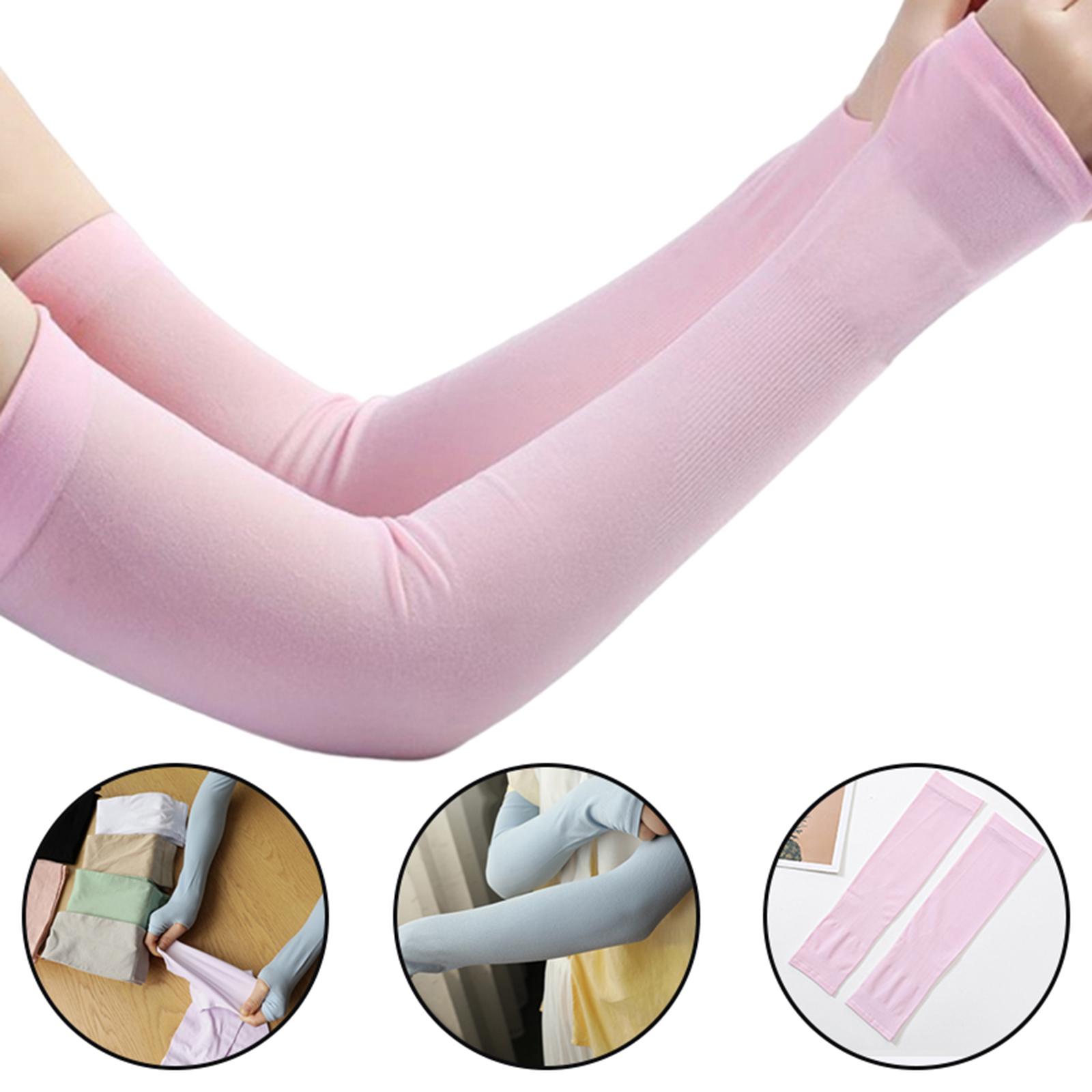 UV Protection Arm Sleeves Ice Silk Cooling Sports Sleeve Running Pink