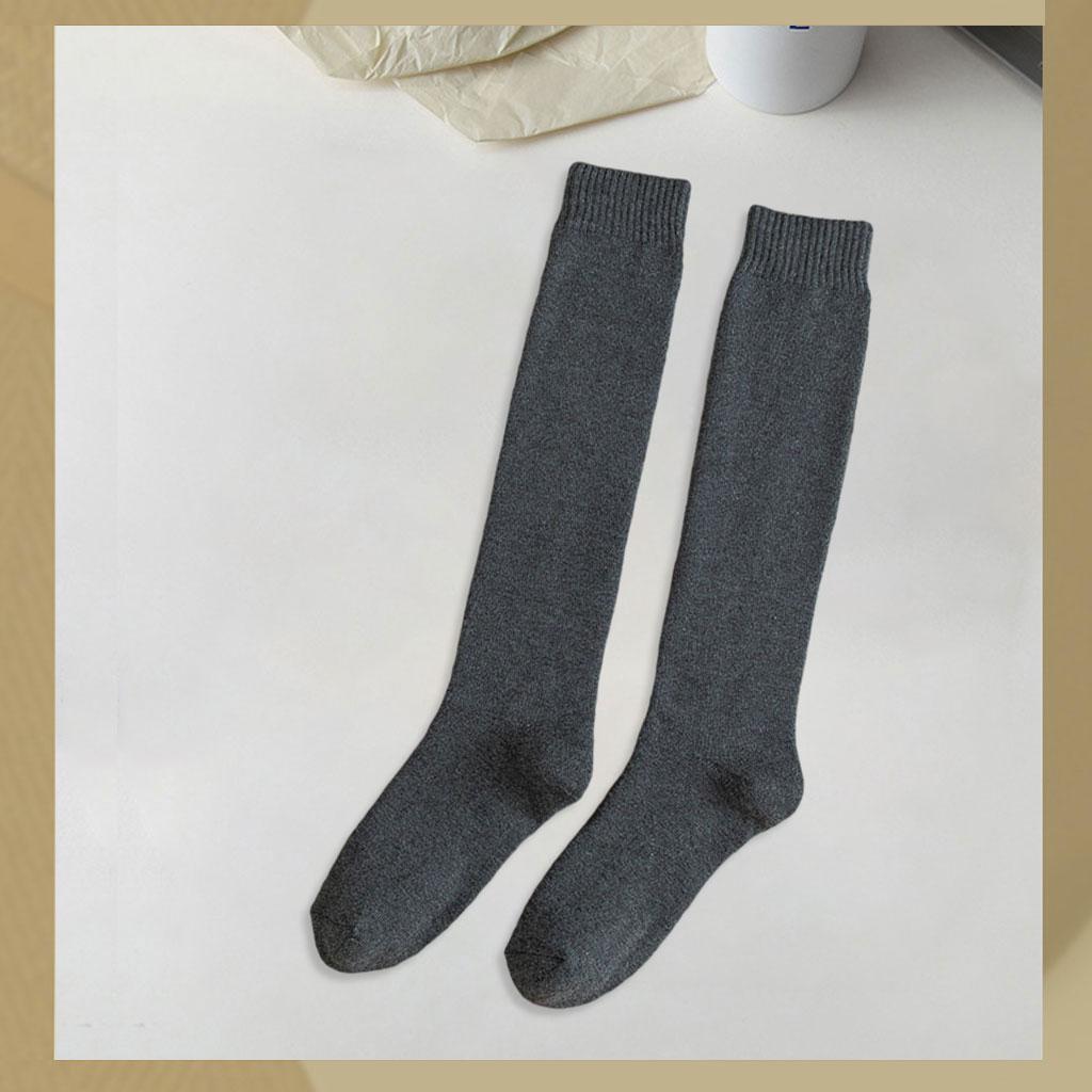 Breathable Cotton Mens Knee High Warm Long Winter Thick Socks  Black