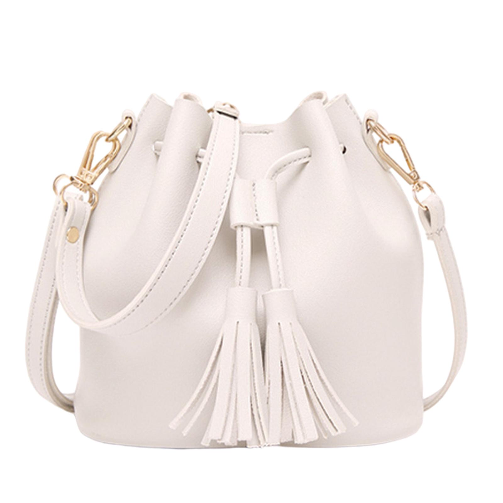 Bucket Shoulder Bag Drawstring Bag Purse Handbags Small Shopping White