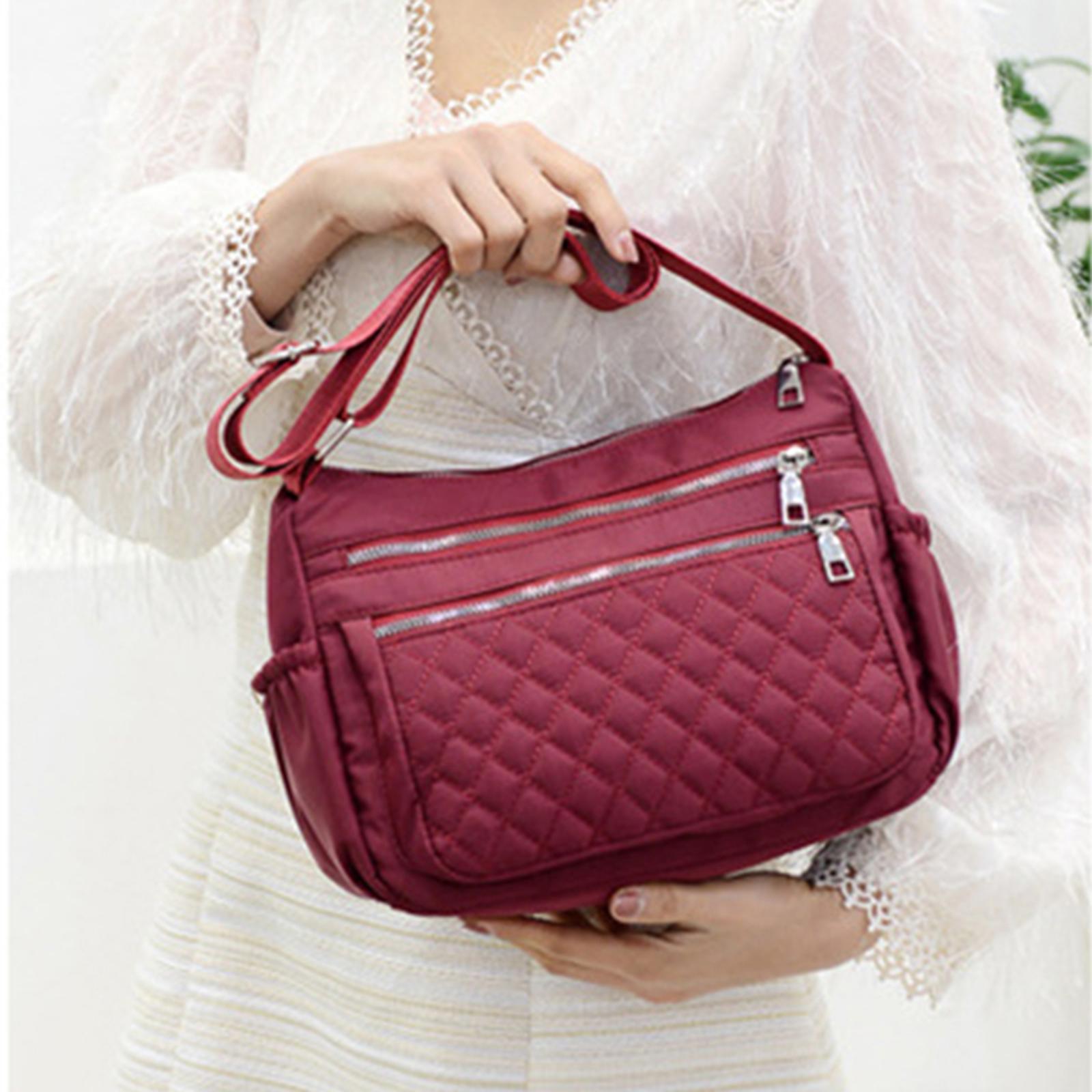 Women Shoulder Bag Cash Multi Pockets Crossbody Bag Diaper Backpack Red