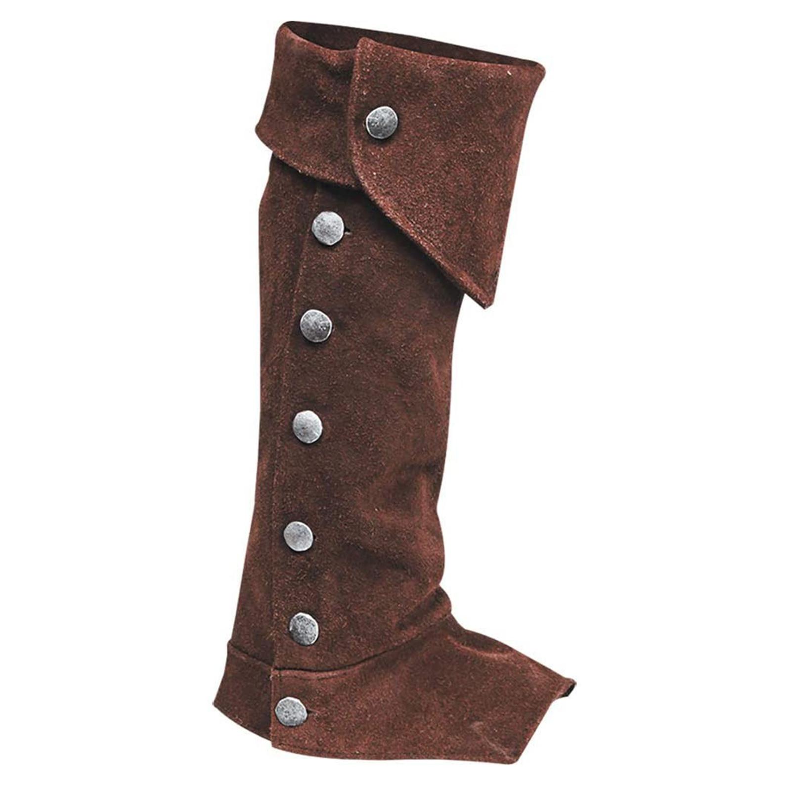 3xPirate Boot Cover Steampunk Renaissance Knight Warrior Costume Accessories Brown
