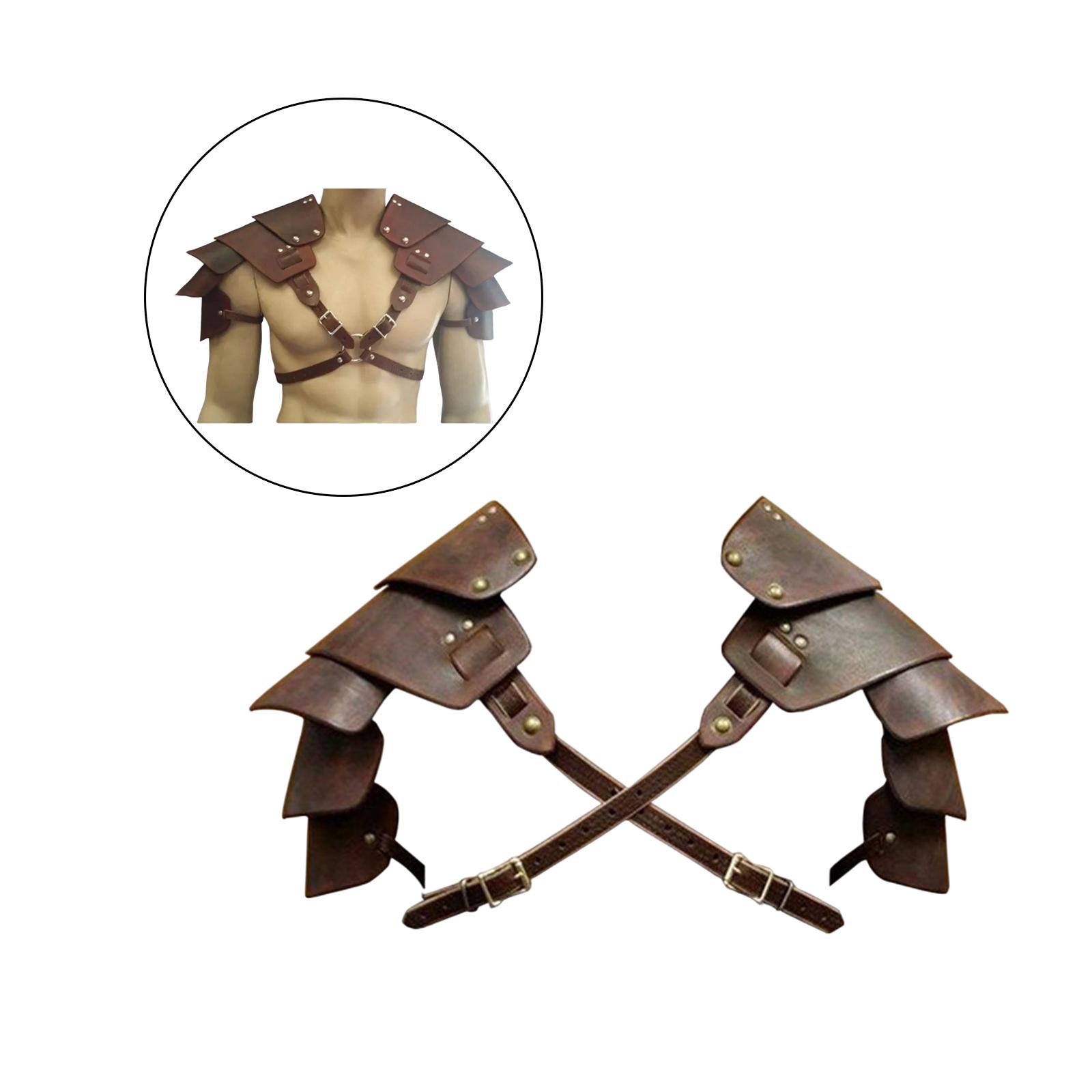 Medieval Shoulder Pauldron Unisex Gothic Steampunk Shoulder Shrug Armors Coffee