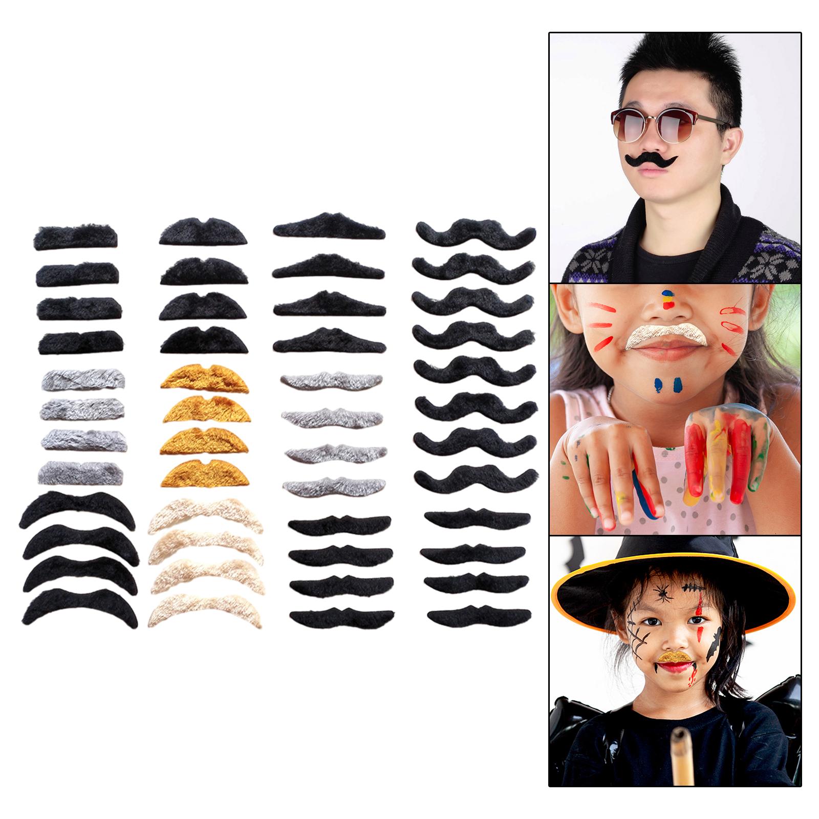 48x Fake Mustaches Halloween Party Funny Fake Beard Dress up Masquerade Ball