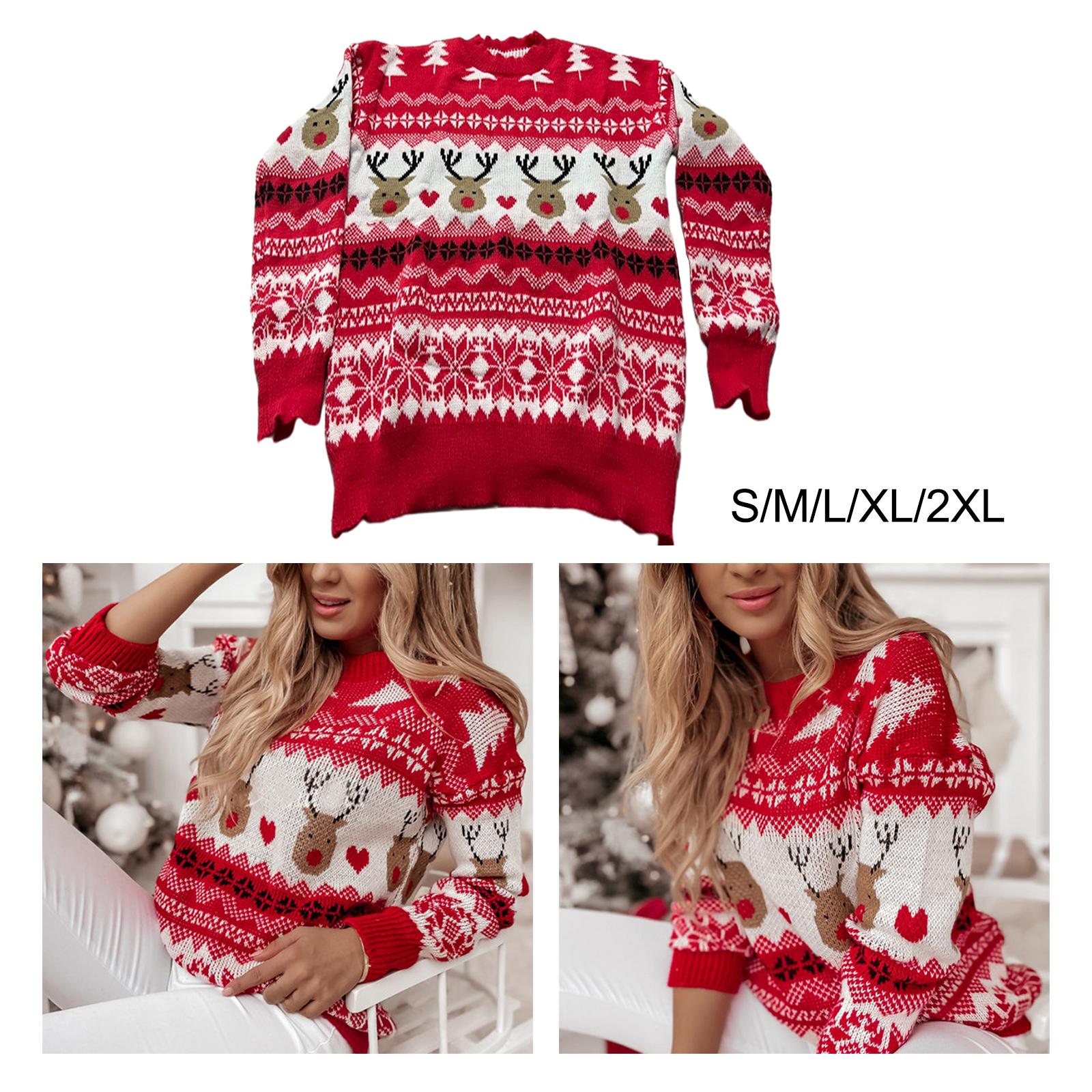 Christmas Sweater Round Neck Jumper Tops Pullover Top for Christmas S