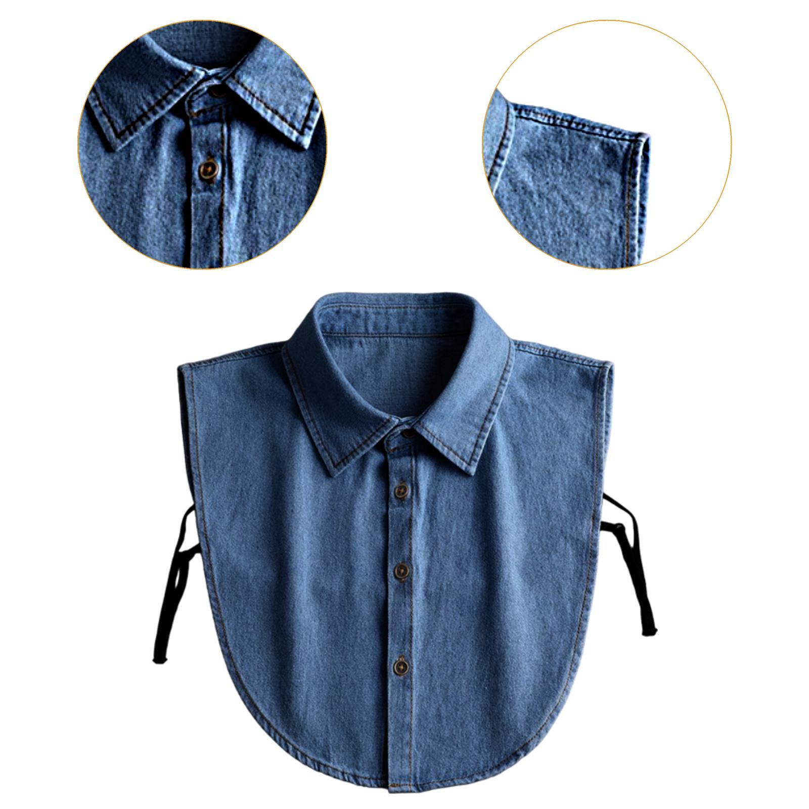 Fake Collar Half Top Denim Blue Elegant Professional Suit Women False Collar