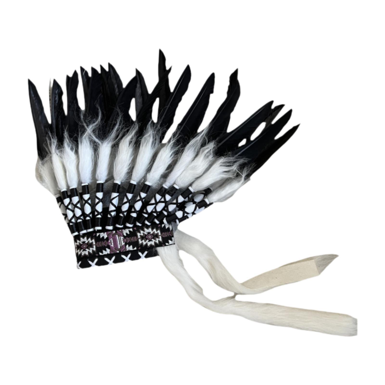 Feather Headdress White Black