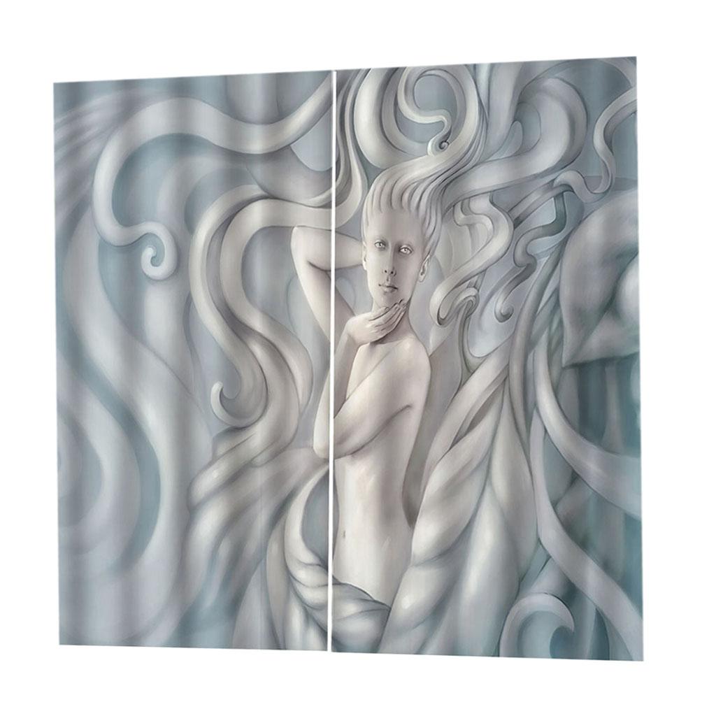 Digital Print Curtain Set Bedroom Thermal Insulated Window 2Panels Drapes -C