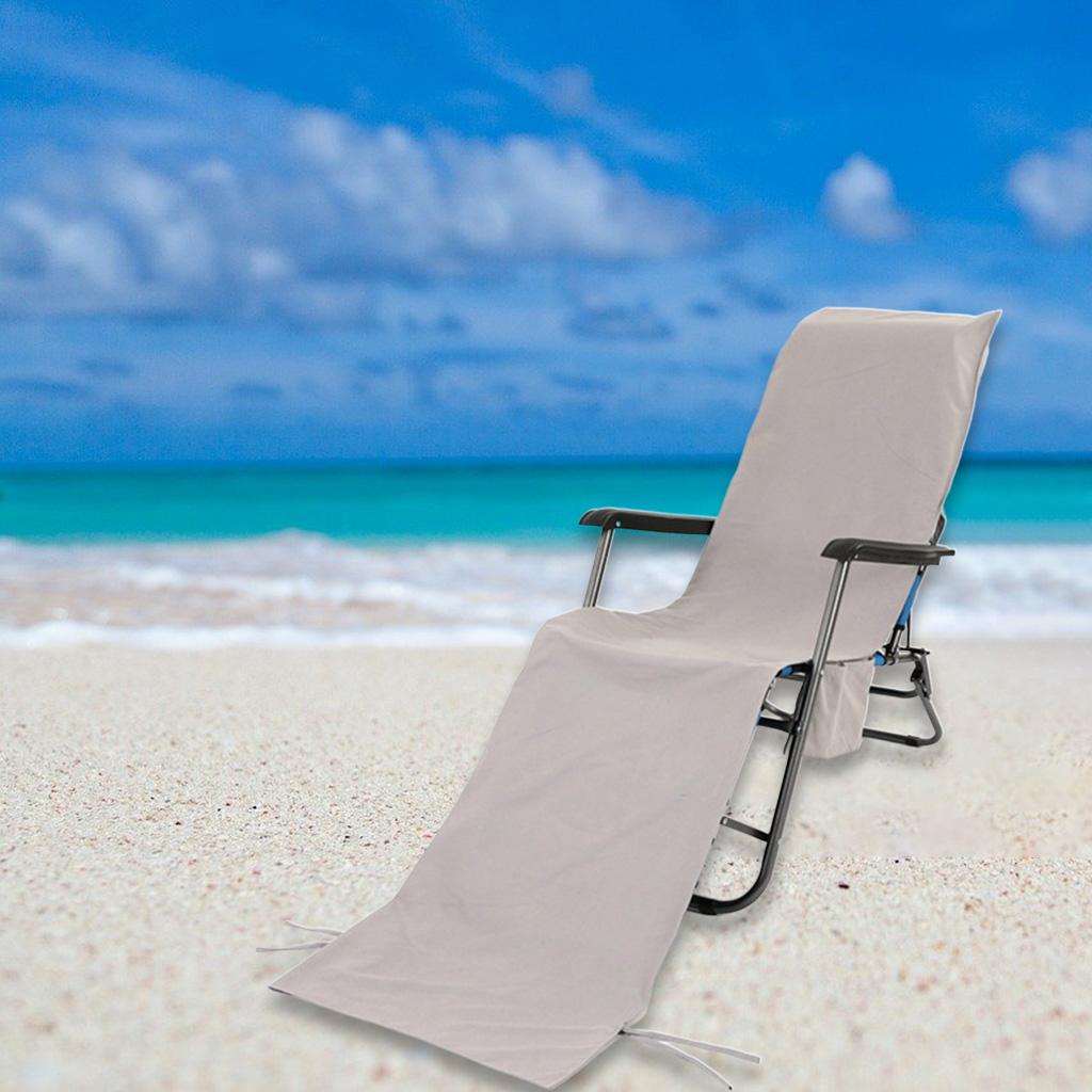 Lounge Chair Cover Microfiber Chaise Towels Terry for Beach Pool  Gray