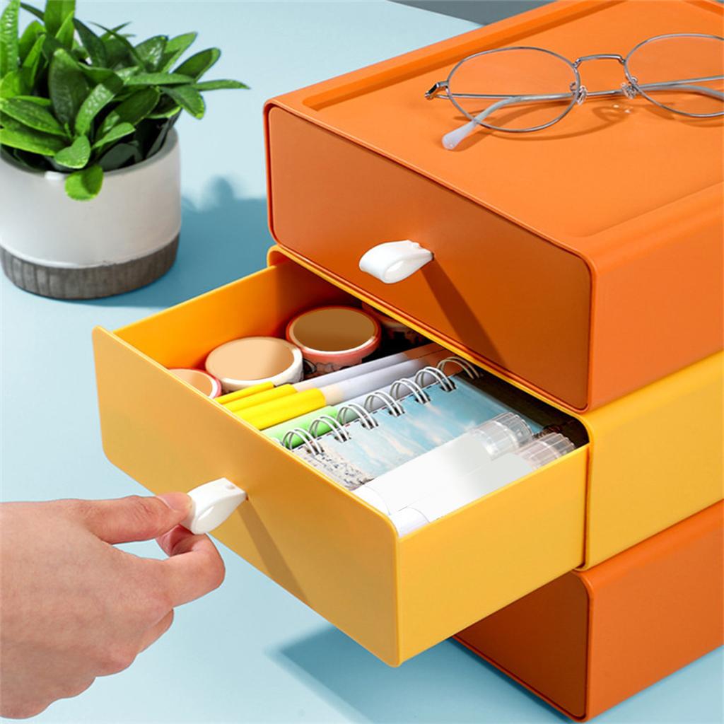 Desktop Drawer Organizer Cosmetic Organiser Jewelry Cabinet Multi-Function Yellow