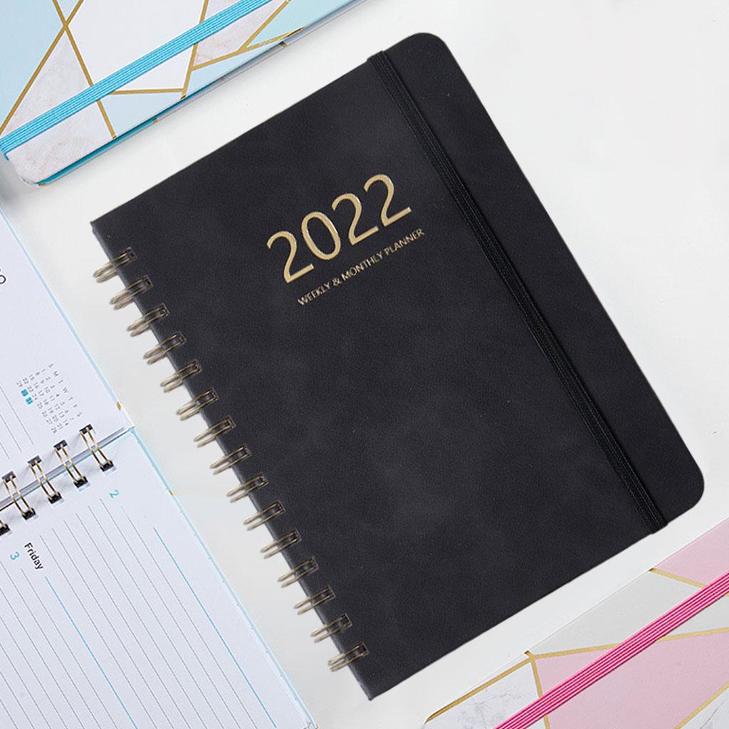2022 English Notebook 6.10'' x 8.46'' Appointment Schedule Planning Black