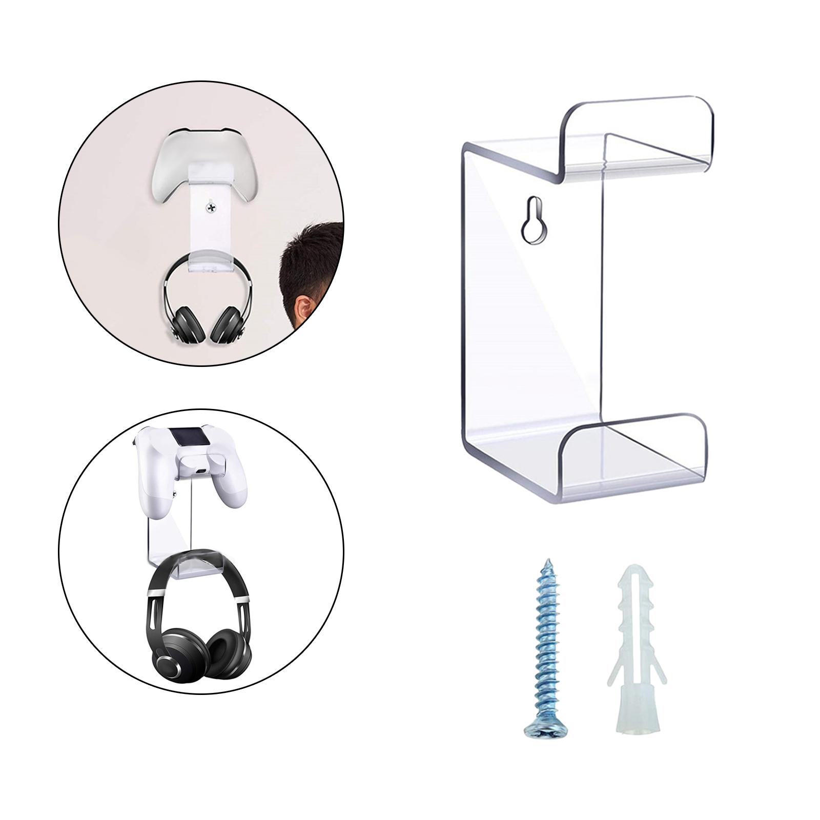 Wall Mount Controller Stand Organizer Space Saving Fittings for Headphone Clear