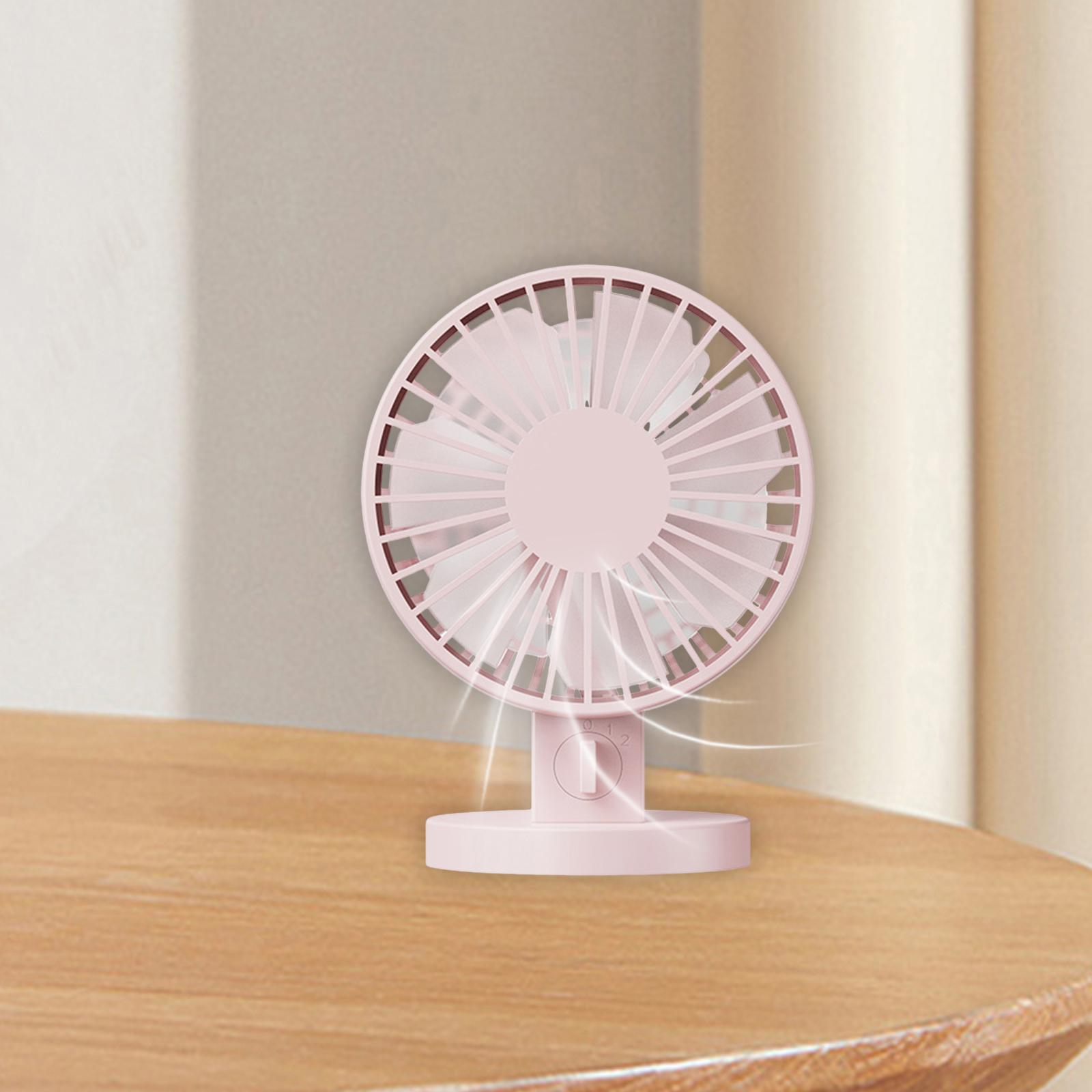 Small USB Desktop Fan Cooling Fan Height 13.5cm for Indoor Outdoor Versatile Pink
