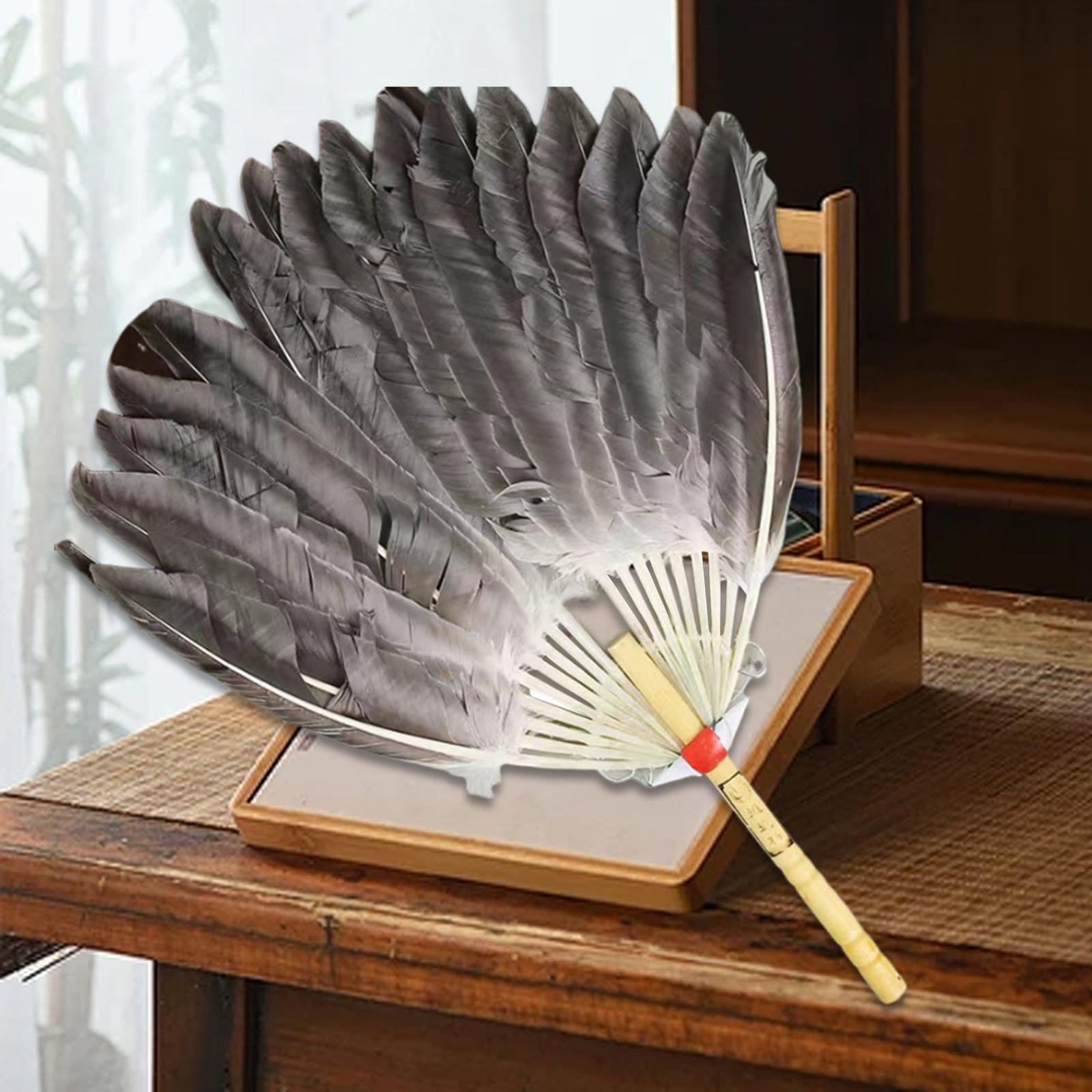 Ancient Chinese Zhuge Liang Feather Fan Decor Men for Festival Dance Holiday Style D