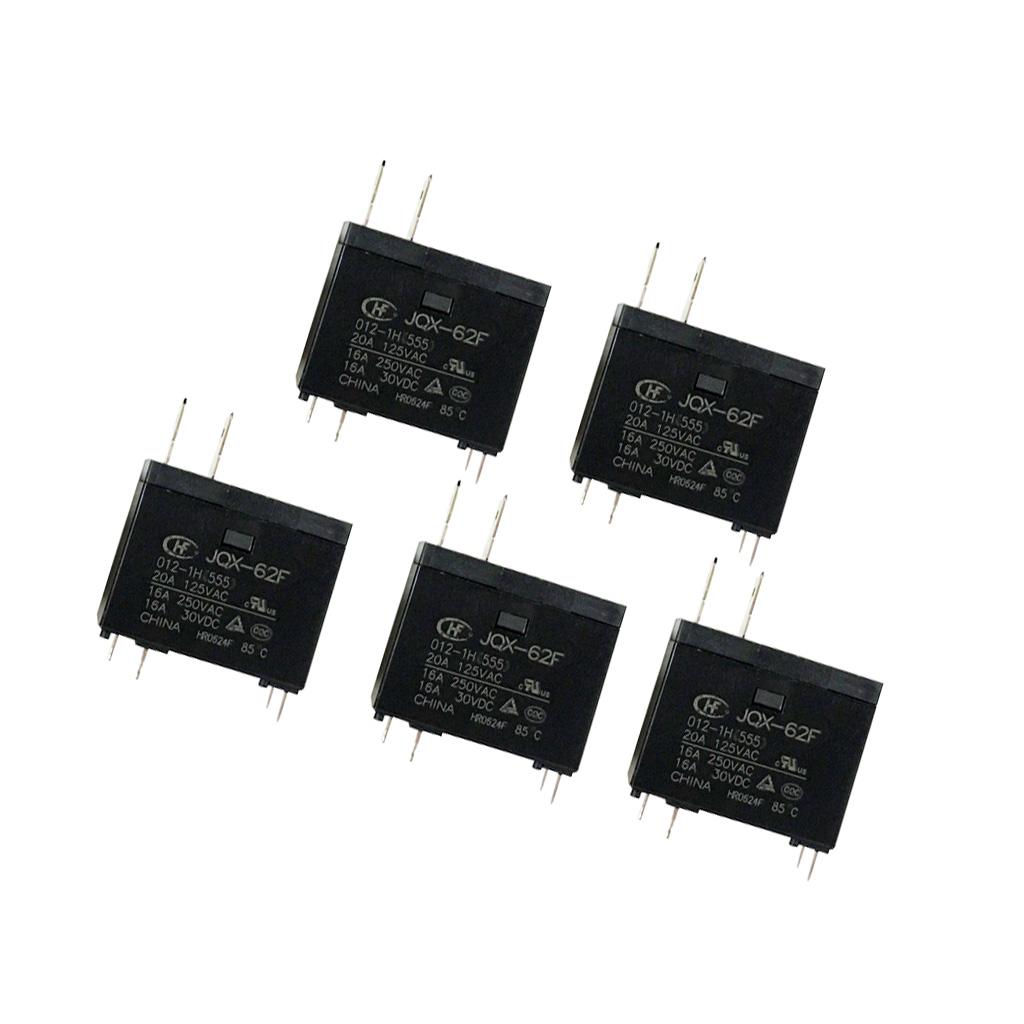 5 Pieces JQX-62F-012-1H Water Heater Microwave Oven Relay Coil 12VDC