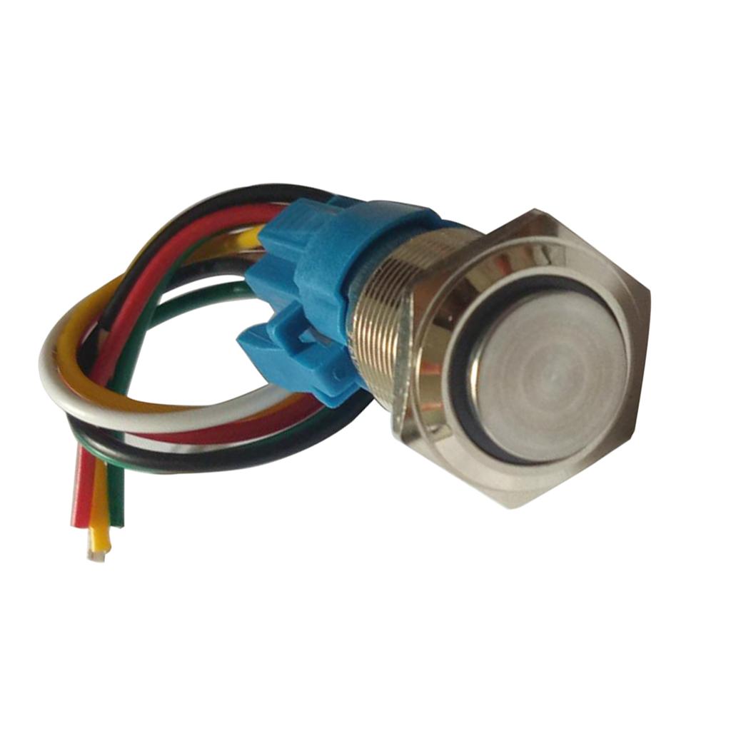 High Round Push Button Switch,LED+Wire,16mm Mounting Hole Self-latching