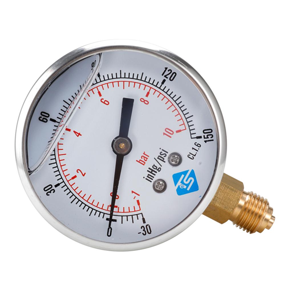 Vacuum Gauge 68mm , -1/0 Bar &-30*Hg - Male Bottom Connectio F