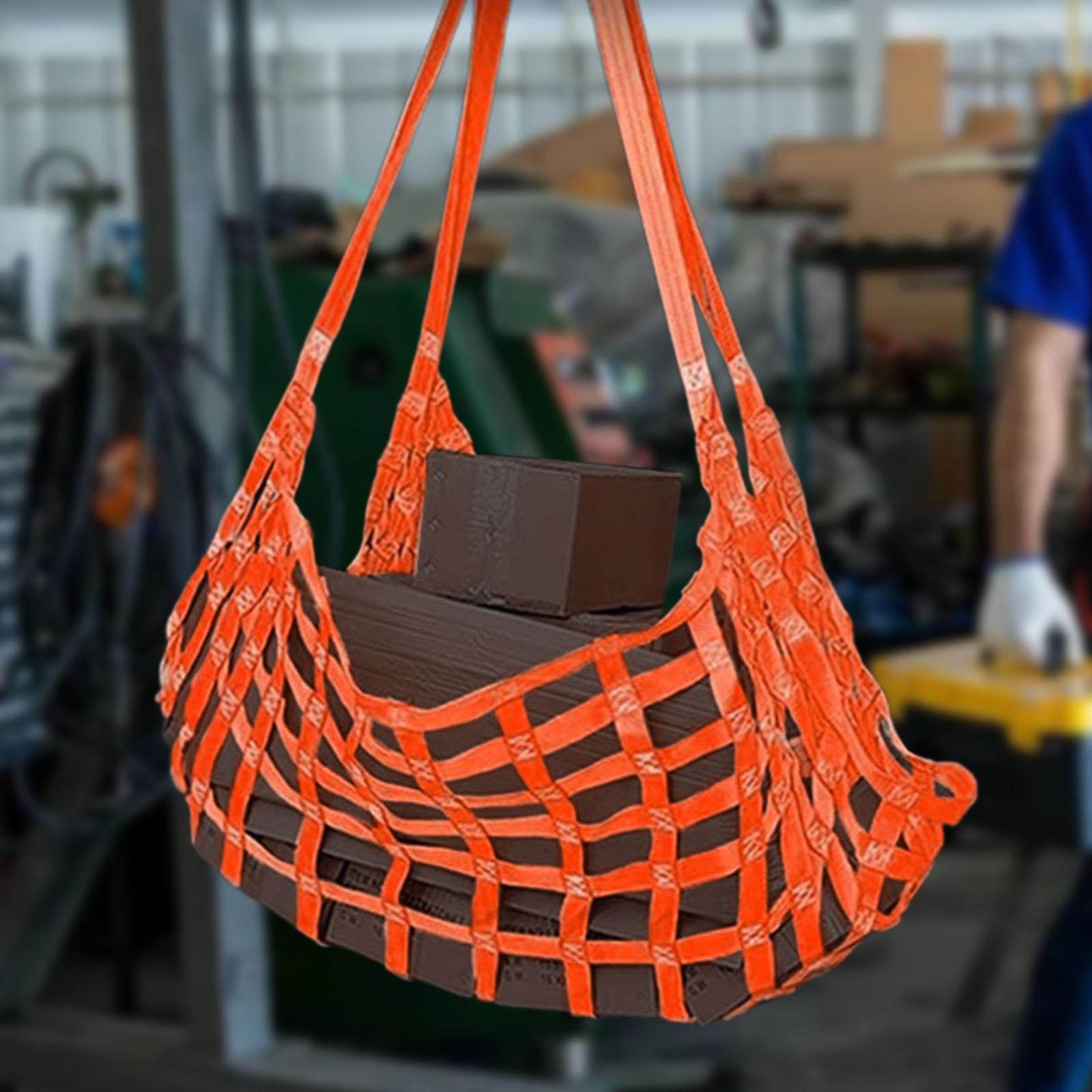 Cargo Lifting Net Orange Flat Hoisting Net Multifunctional Cargo Hanging Net