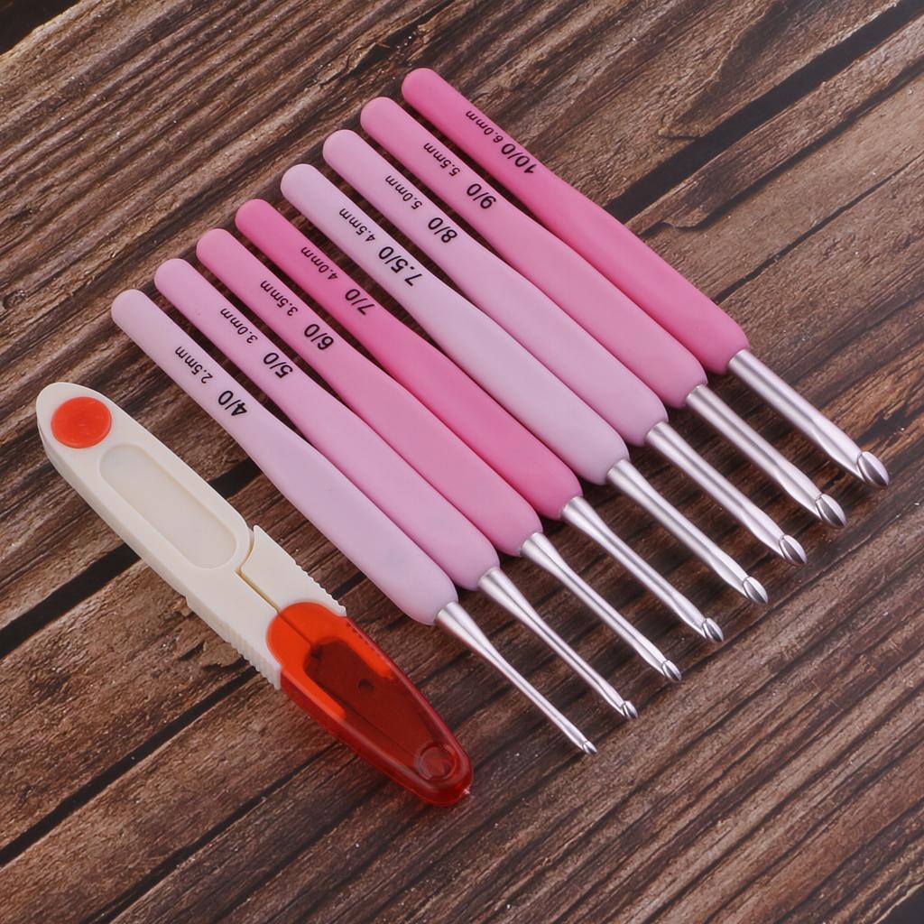 8Pcs Soft Grip Crochet Hook Set with Case and Scissor for Adults 2.5mm-6.0mm