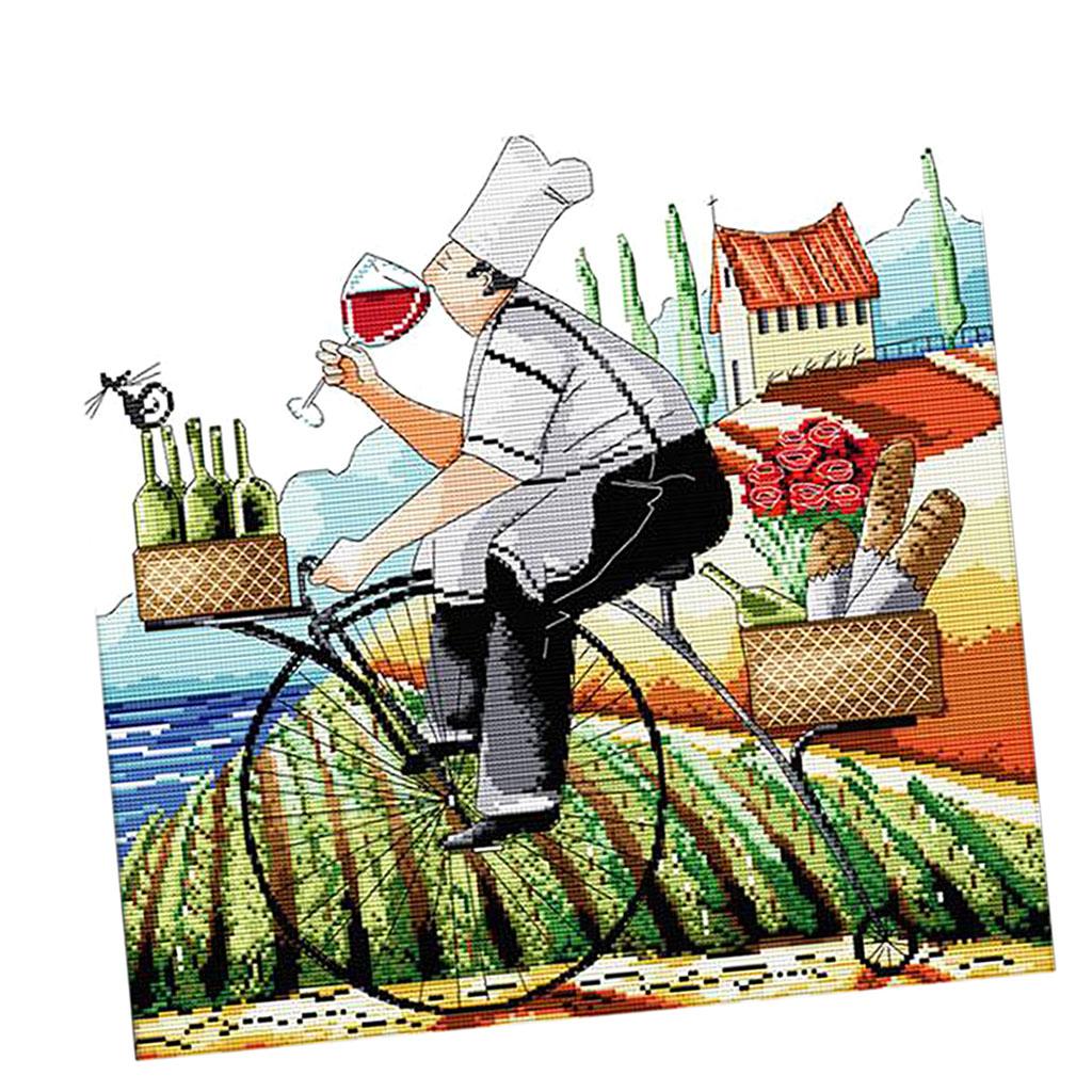 Handmade Stamped Cross Stitch Kits Embroidery Crafts - Drunkard 14CT 43x41cm