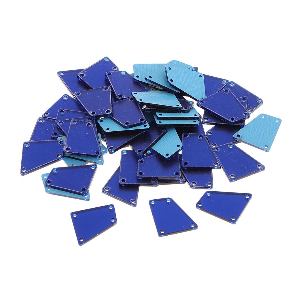 50pcs 17x19mm Irregular Acrylic Crystal Rhinestones Flatback Sew On 4 Holes