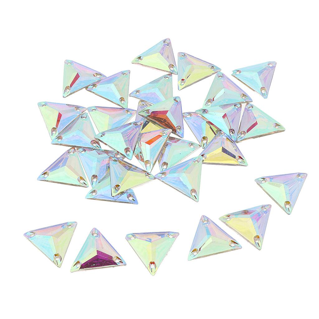 30pcs Triangle Sew on Faceted Glass Stones Flatback Crystal Rhinestone Craft