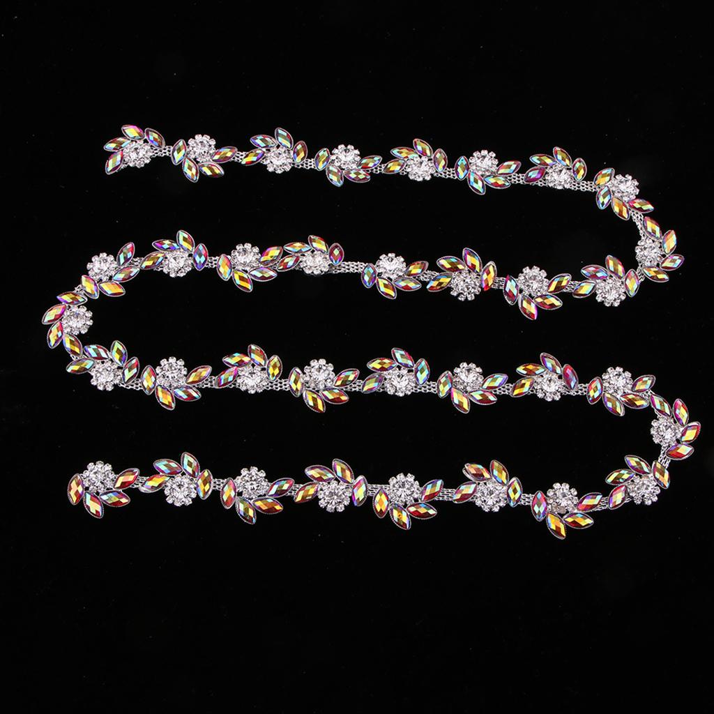 1yard Crystal AB Beaded Rhinestone Chain Ribbon Trim Sewing Craft Purple red