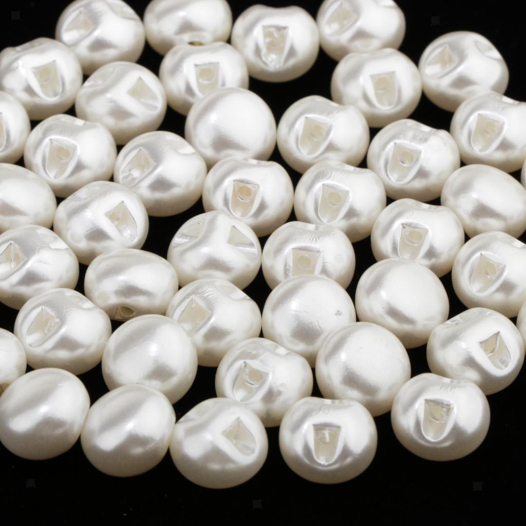 100Pcs White Pearl Sewing Shank Buttons DIY Scrapbooking Crafts 10mm ...