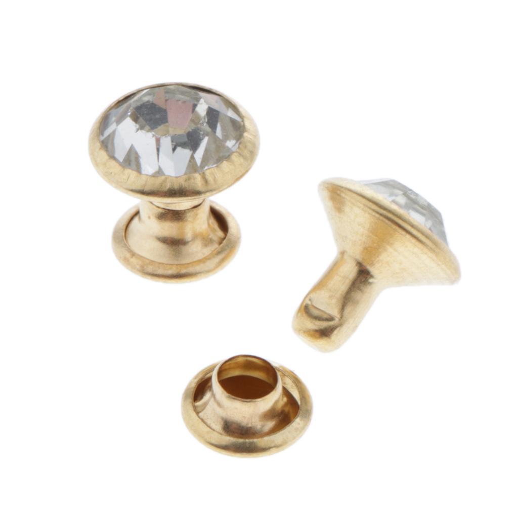 2x100pcs Double Cap Crystal Rivets  Rivets Bags Clothes Accessories 8mm