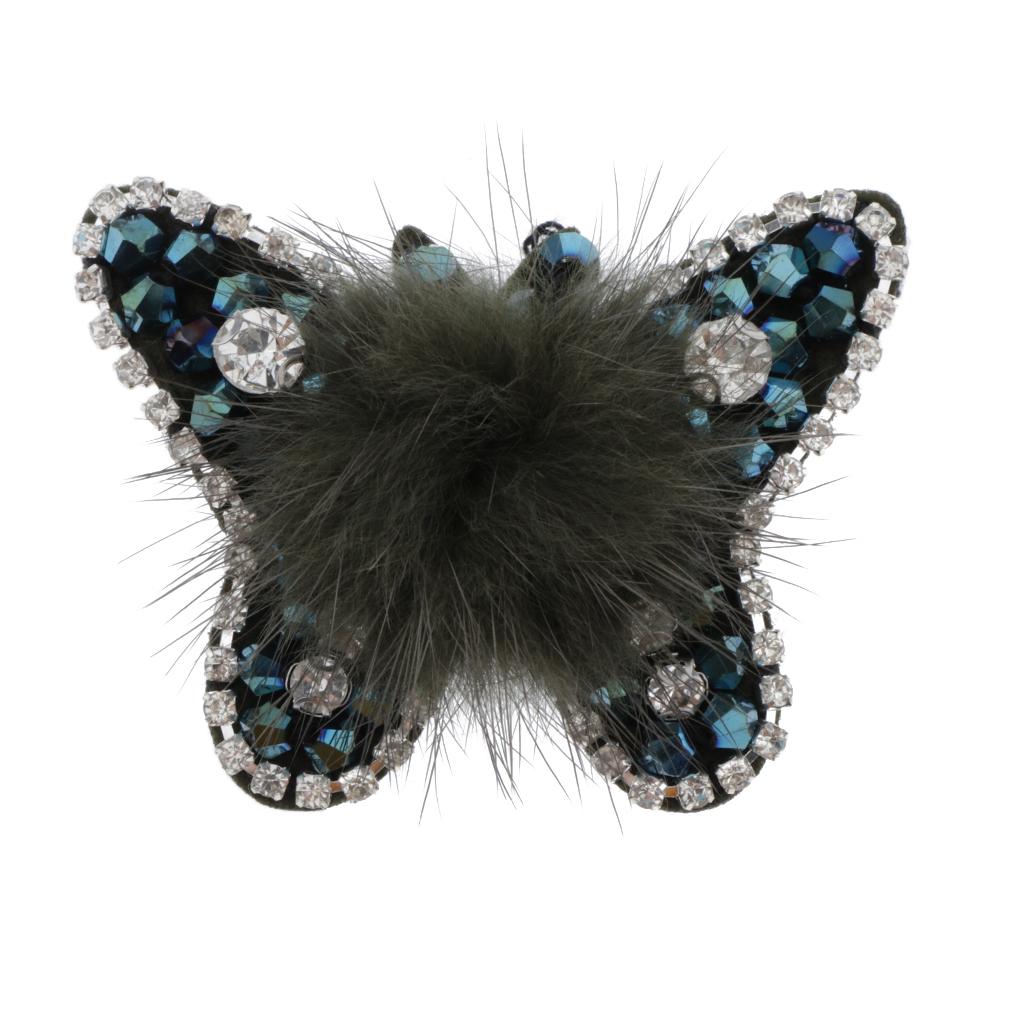 Rhinestone Butterfly Patch Bead Applique Costume Sewing Decor Blue