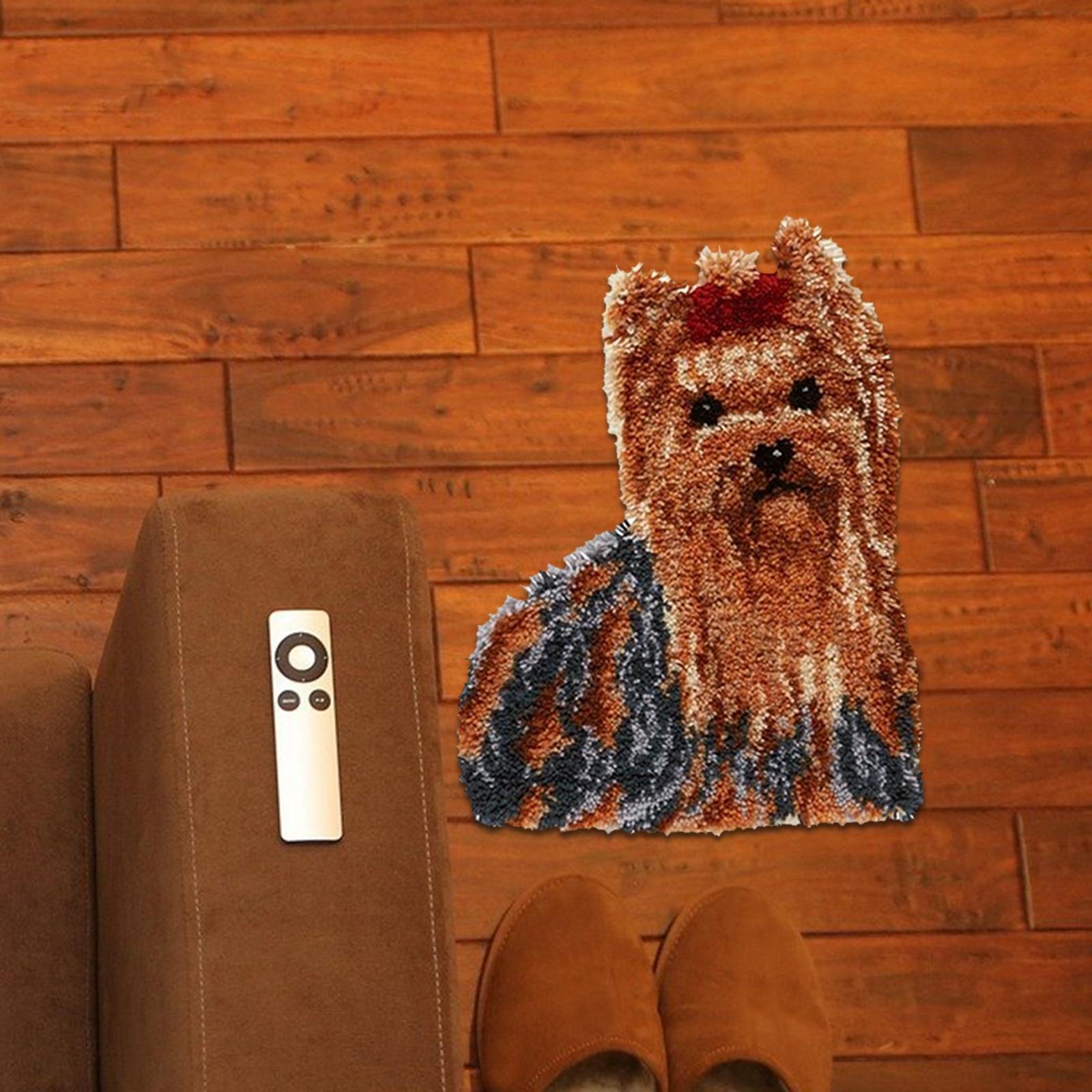 Latch Hook Rug Kits Animal Crocheting Sewing Craft Tool Long haired dog