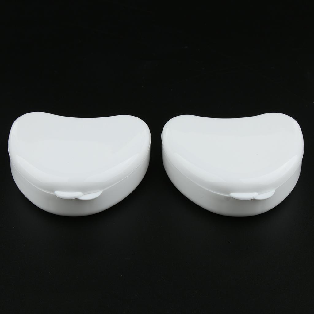 2x Mouth Guard Case Orthodontic Retainer Box Denture Storage Container White