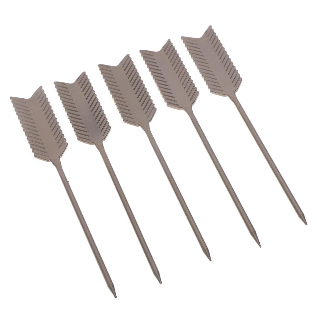 5Pieces Stainless Steel Cocktail Picks Martini Fruit Stick for Party Black