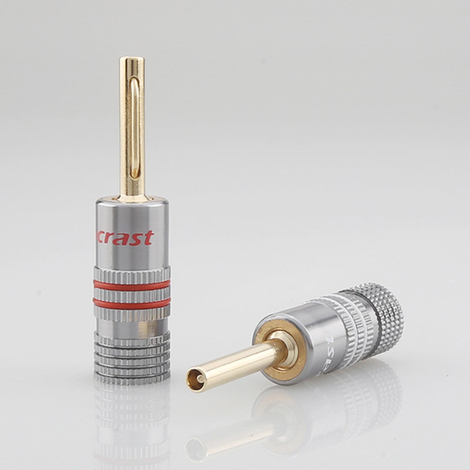 2xGold Plated 4mm Banana Plug Speaker Cable Adapter Terminal Connectors