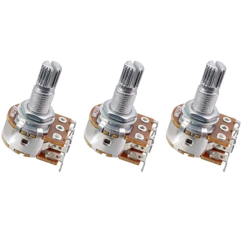 2xGuitar Potentiometer 18mm Shaft Audio Pots for Electric Guitar Bass MN250K