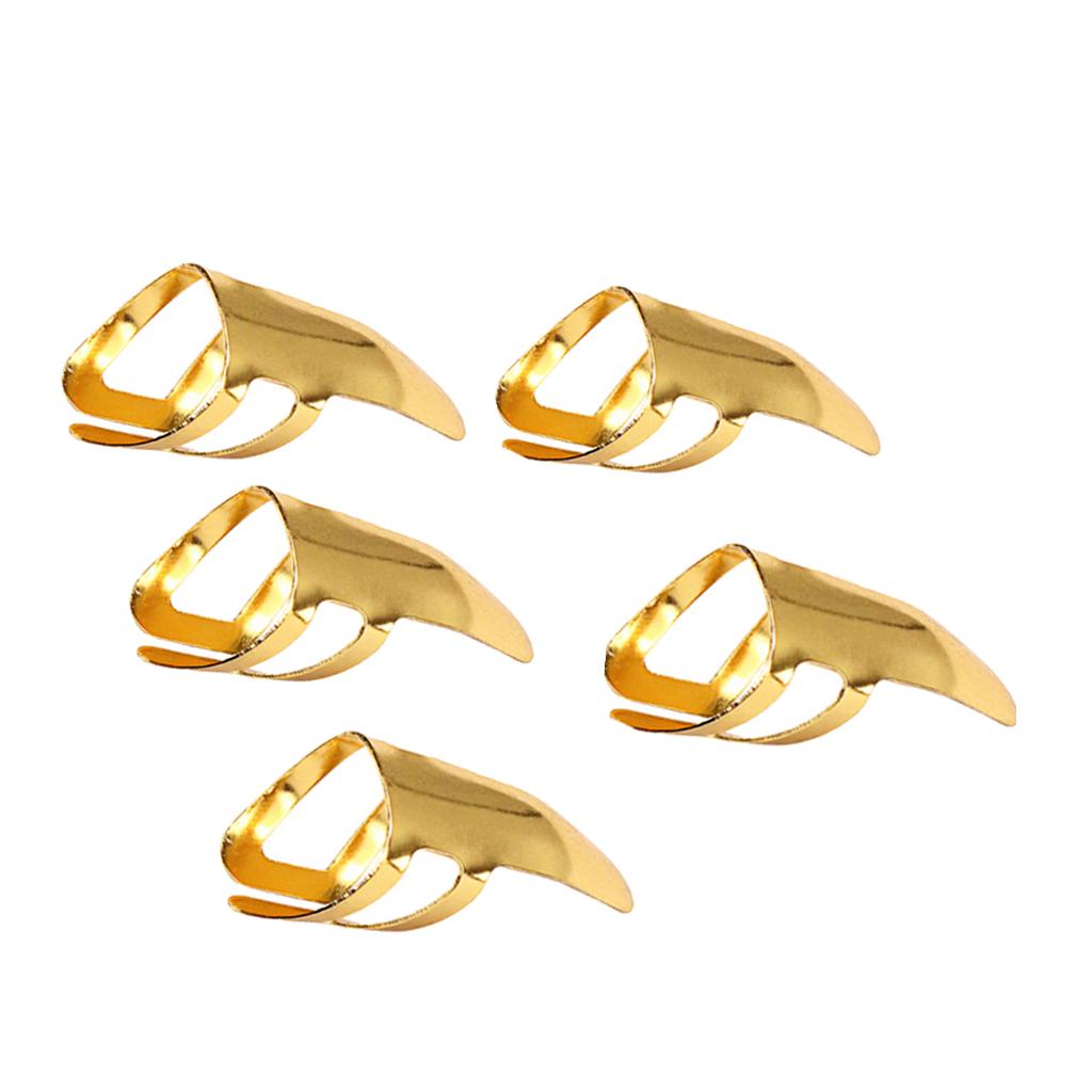 5x Golden Guitar Finger Picks Plectrums Slide Stainless Steel Finger Picks