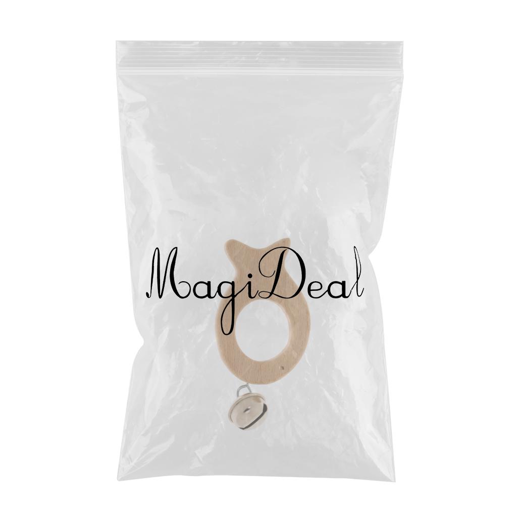 Wood Baby Handbell Rattle Grasping Toy Gifts Fish