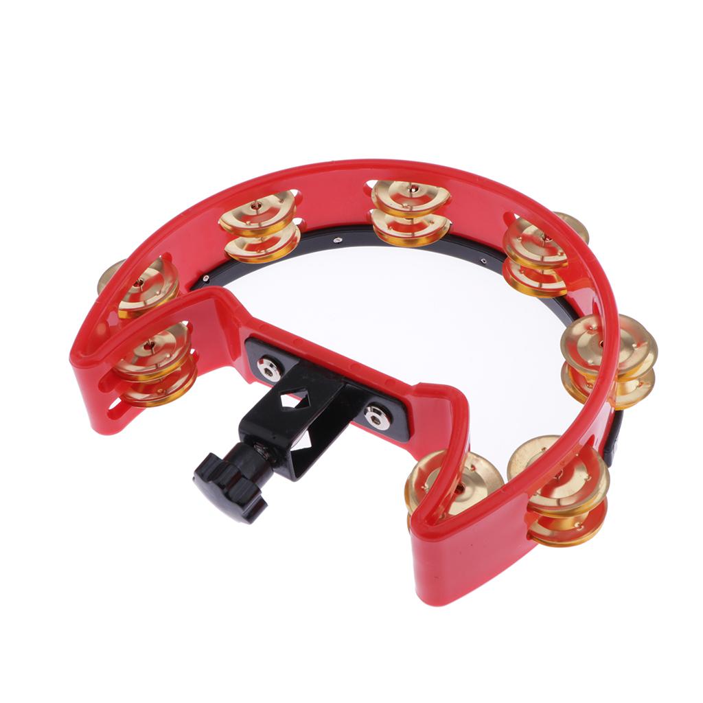 Music Rattle Tambourine Handbell Shaker with Copper Jingles Jazz Drum Acc 1